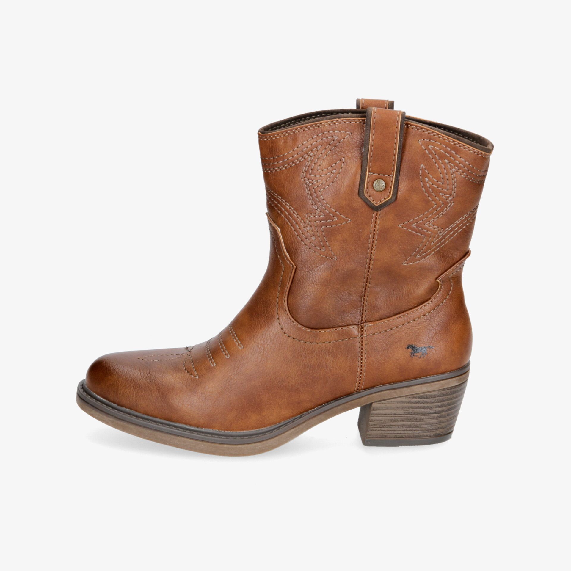 Robuste braune Cowboy-Stiefel aus Leder mit klassischem Design und komfortablem Absatz.