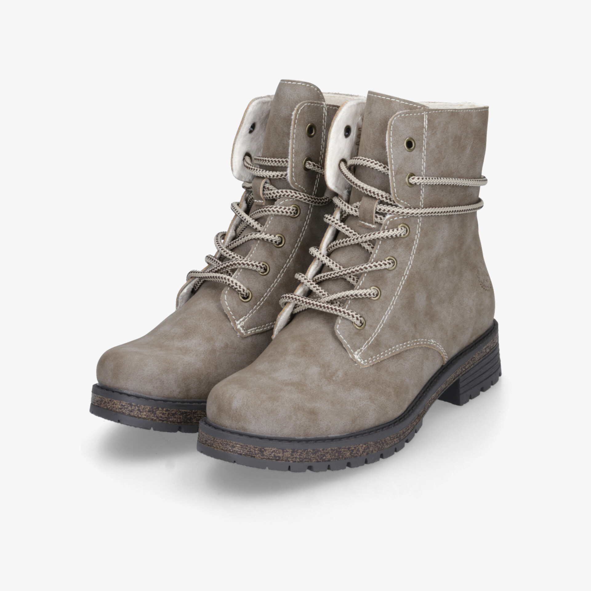 Graue Wildleder Schnürstiefel mit gepolstertem Schaft und rutschfester Sohle, robust und komfortabel für den Alltag