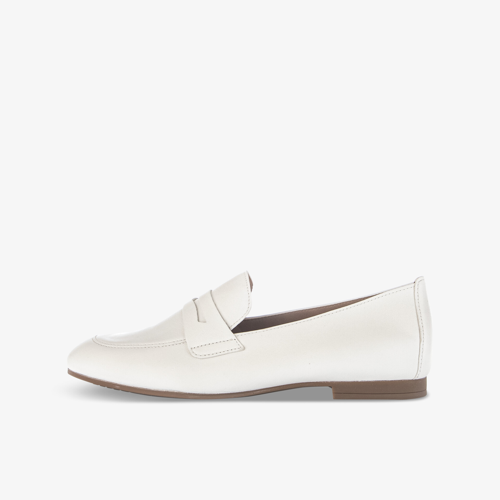 Stilvoller weißer Loafer aus Leder mit flacher Sohle und eleganter Passform, ideal für vielseitige Anlässe.