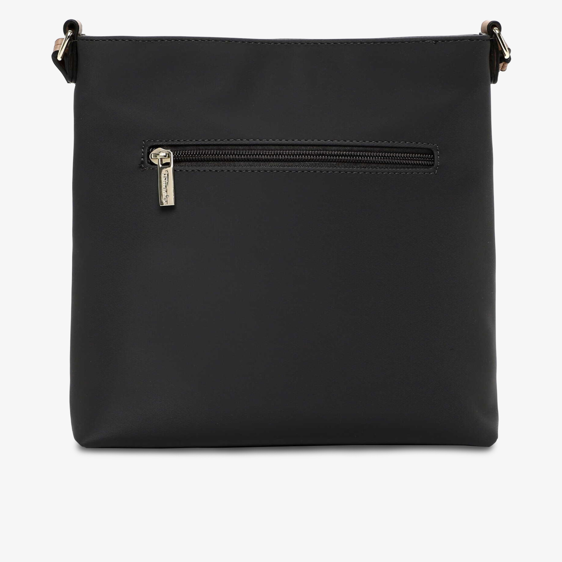 Schlichte schwarze Tasche mit Reißverschlussfach, praktisches und leichtes Design für den Alltag