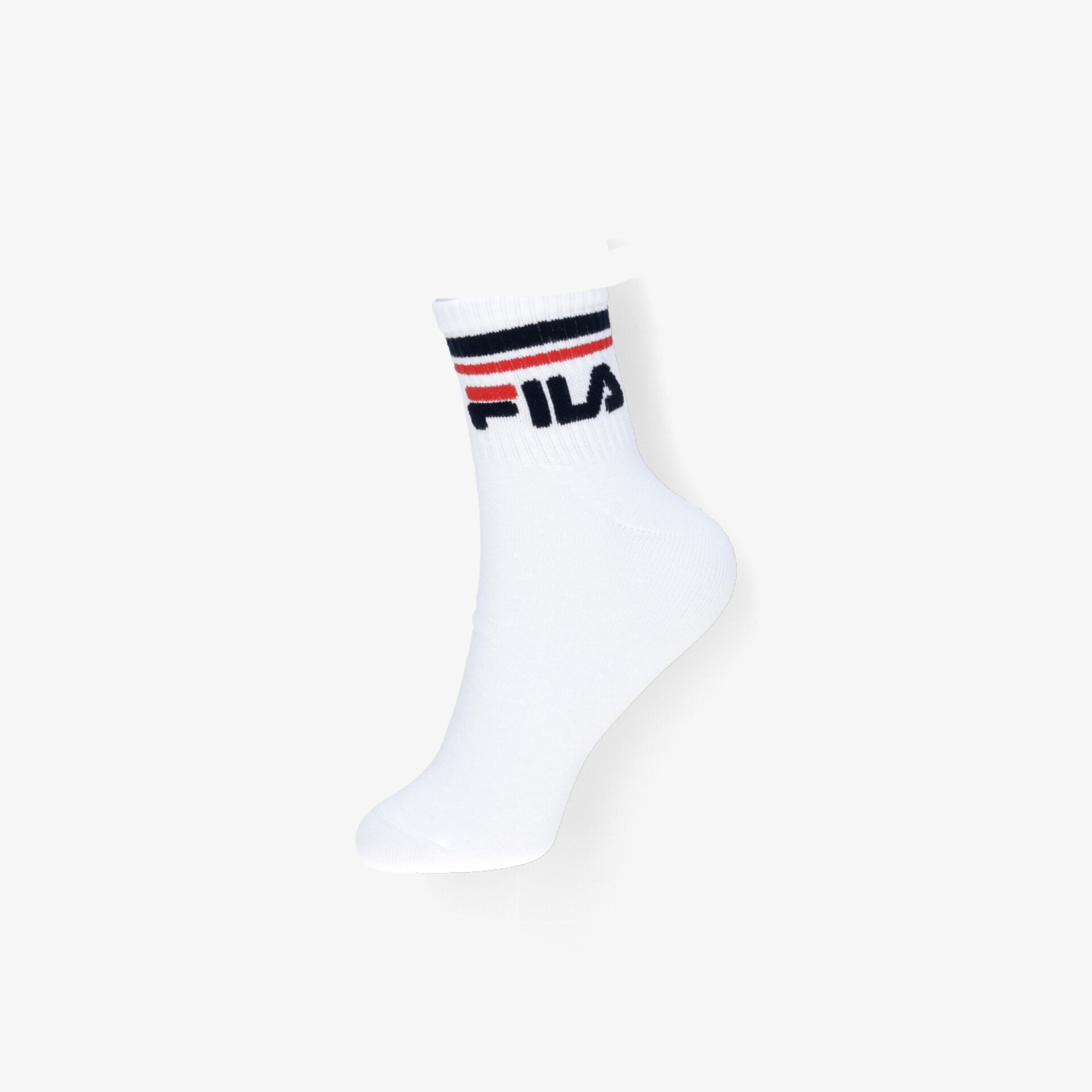 Weiße Sportsocke mit Fila Logo, komfortabel und elastisch für optimalen Sitz und hohen Tragekomfort