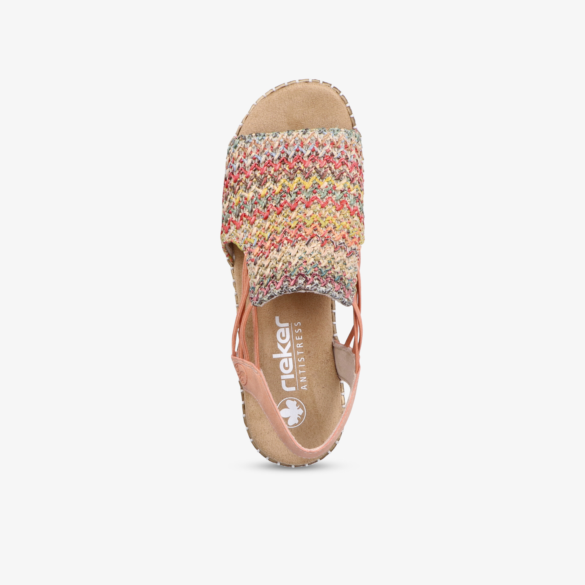 Leichte bunte Sandale mit gewebtem Obermaterial, offener Zehenpartie und komfortablem Design, ideal für warme Tage