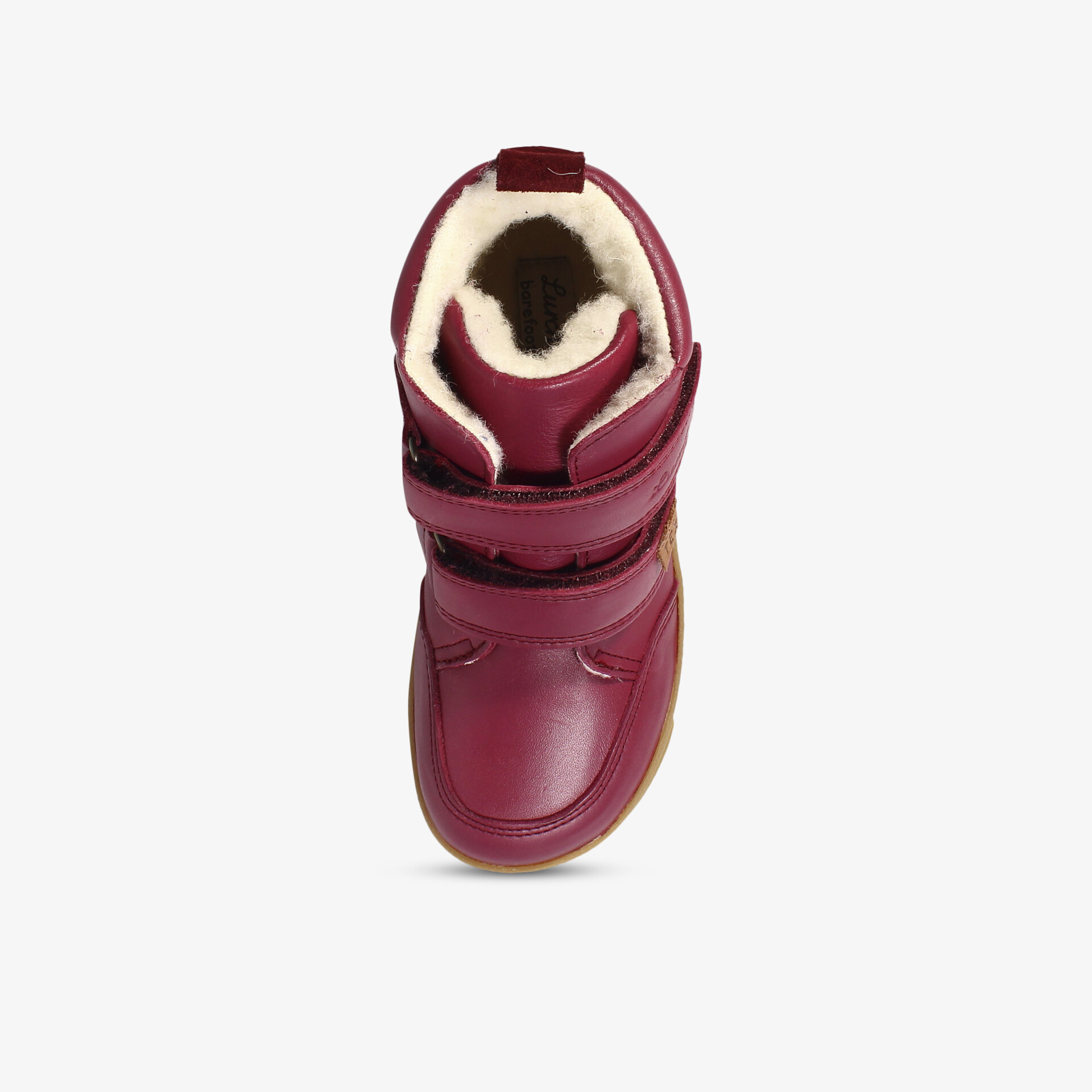 Robuster Stiefel in Weinrot mit Klettverschluss und warmem Innenfutter für erstklassigen Komfort.