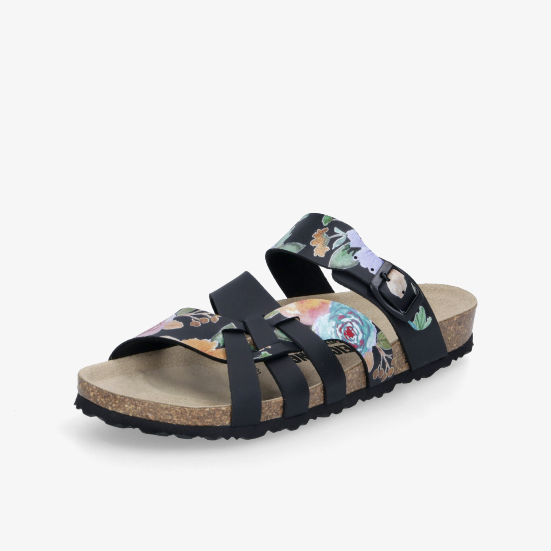 Bequeme Sandale mit verstellbaren Riemen und floralem Muster, komfortables Fußbett und rutschfeste Sohle für guten Halt