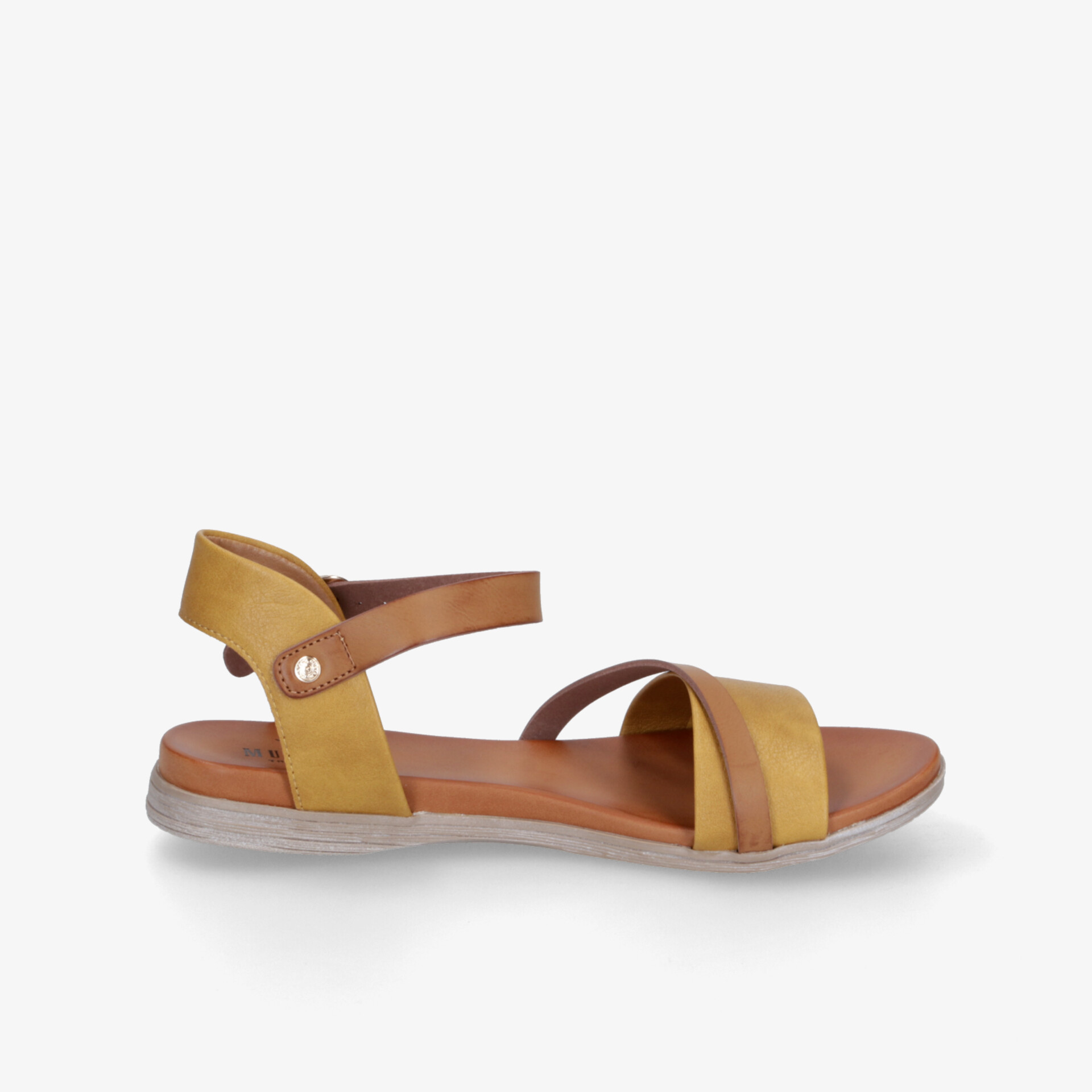 Bequeme Sandale aus braunem Leder mit verstellbarem Riemen und flexibler Sohle, perfekt für sommerlichen Komfort