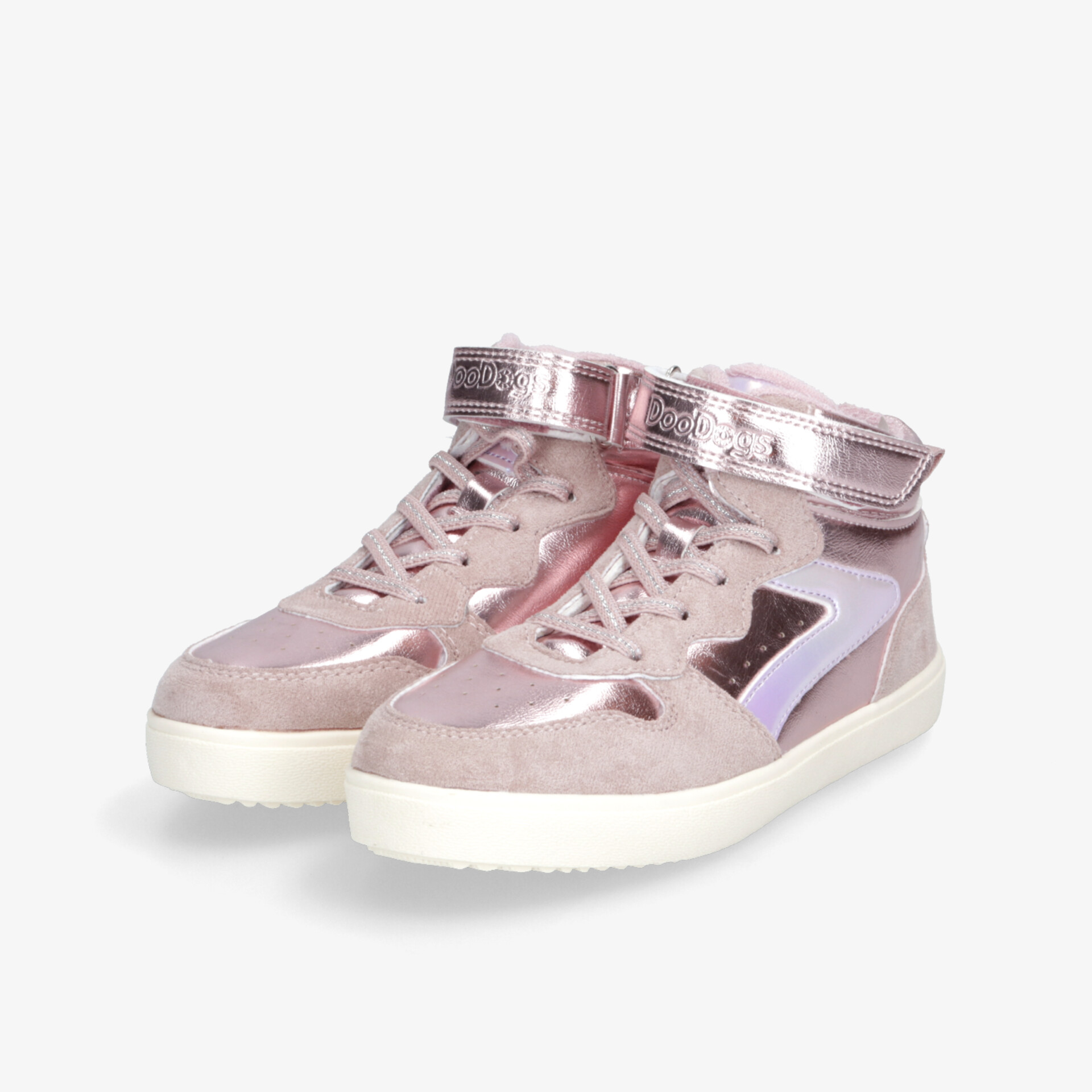 Modische rosa Sneaker mit verstellbarem Klettverschluss, robuster weißer Sohle und bequemer Passform
