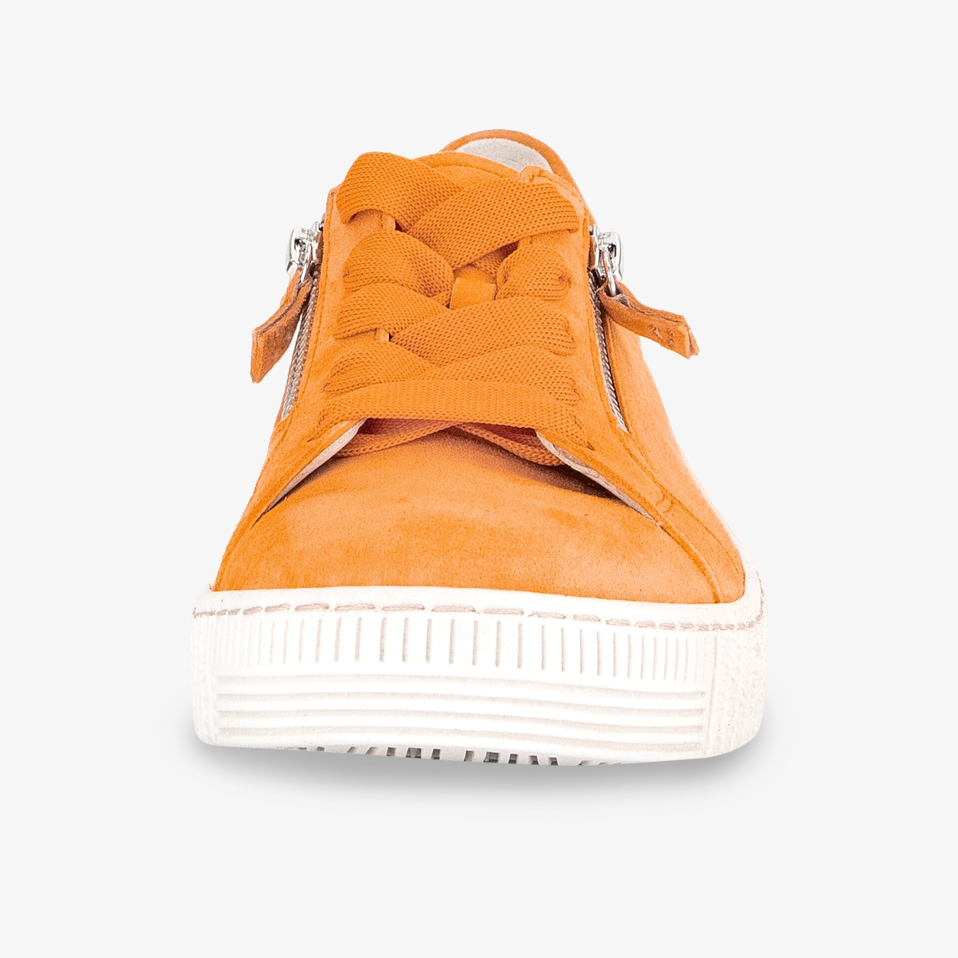 Modischer Sneaker in Orange mit praktischem Reißverschluss und rutschfester Sohle, komfortable und stylische Wahl.