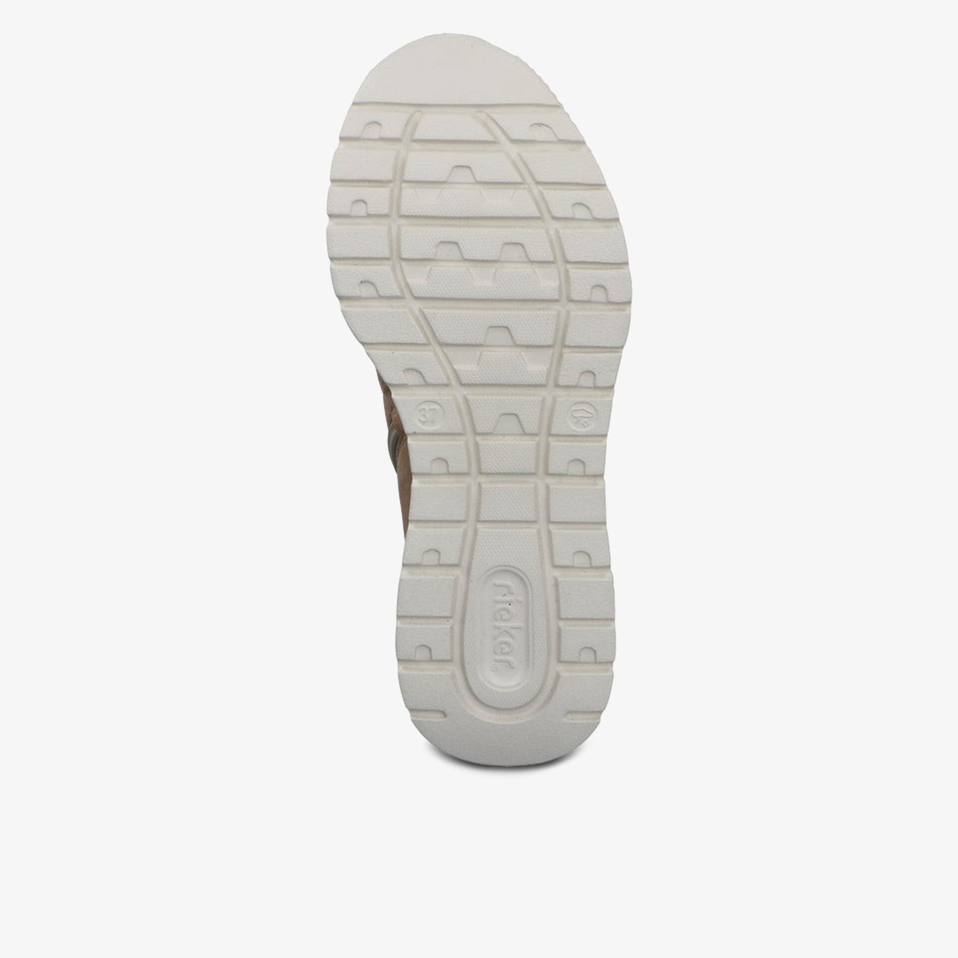 Weiße Schuhsohle mit tiefem Profil für optimalen Halt und langlebige Traktion