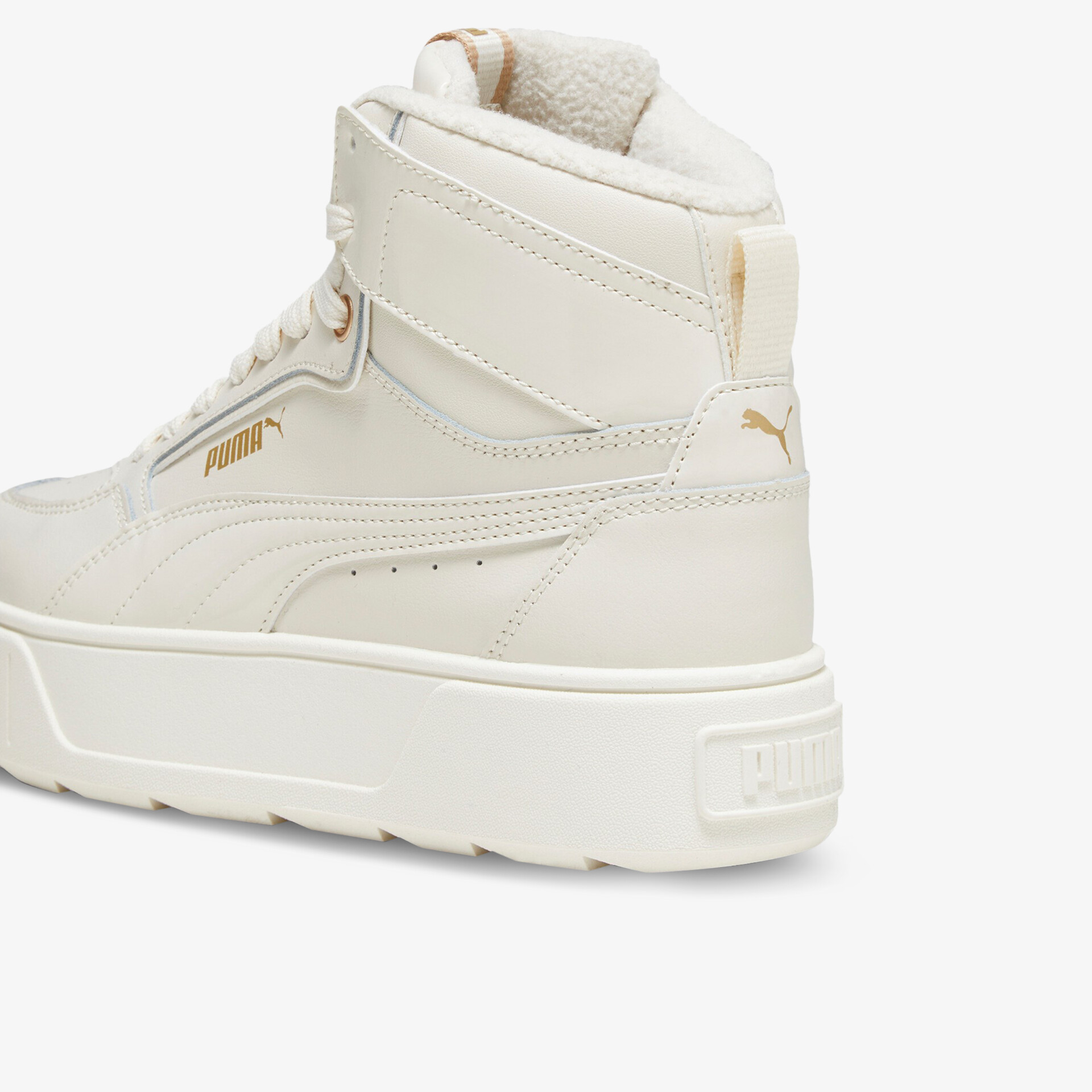 Stylischer beiger High-Top aus Leder mit komfortabler Passform und strapazierfähiger Sohle.