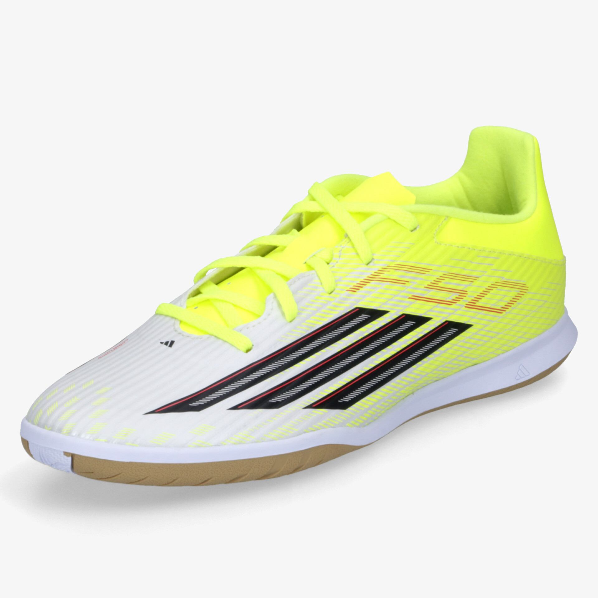 Leichter Sportschuh mit flexibler rutschfester Sohle und atmungsaktivem Material in neon-gelb und weiß