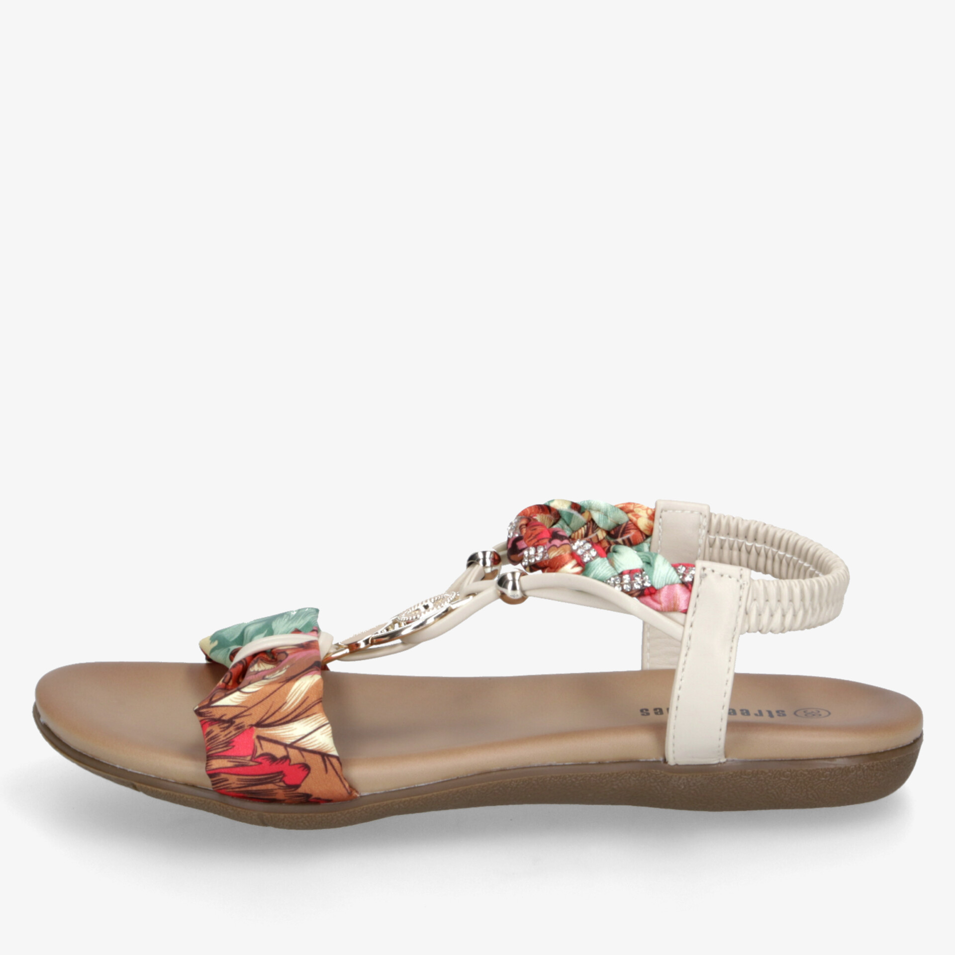 Bequeme Sandale mit farbenfrohem Muster, weichem Fußbett und verstellbarem Riemen für optimalen Tragekomfort