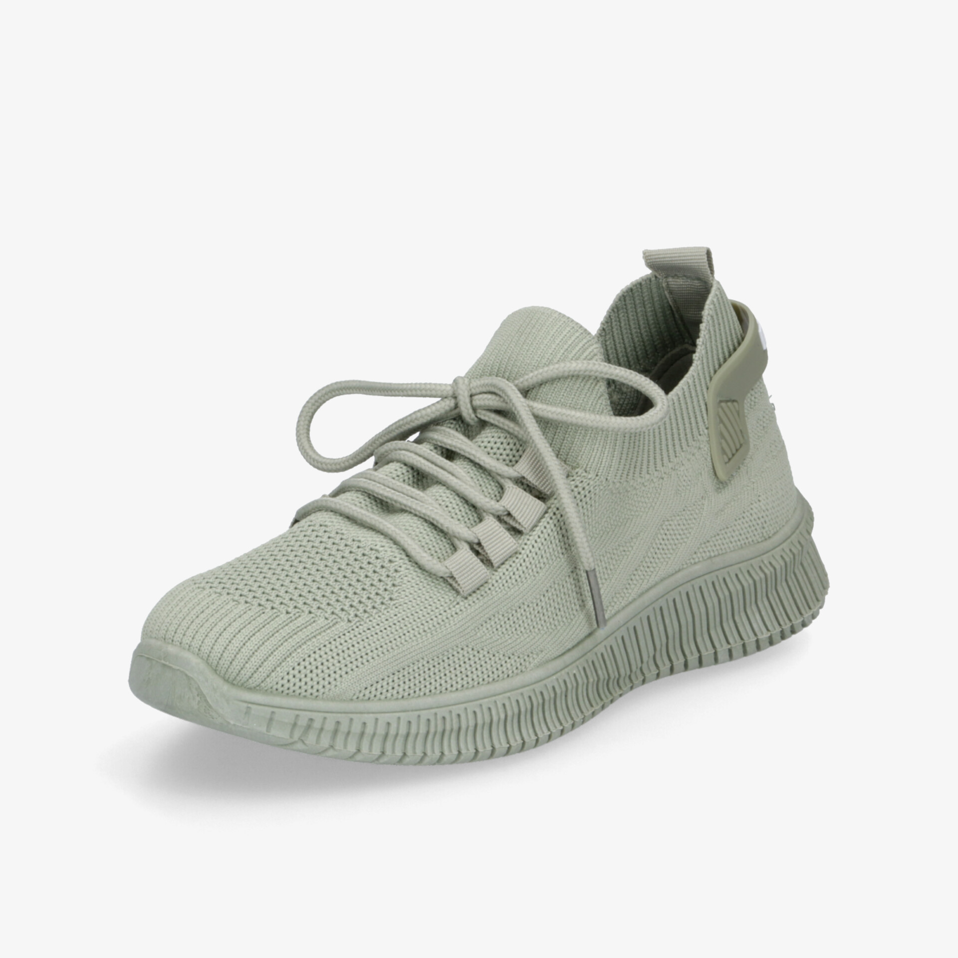 Leichter grauer Sneaker aus atmungsaktivem Strickmaterial mit flexibler Sohle und bequemer Passform