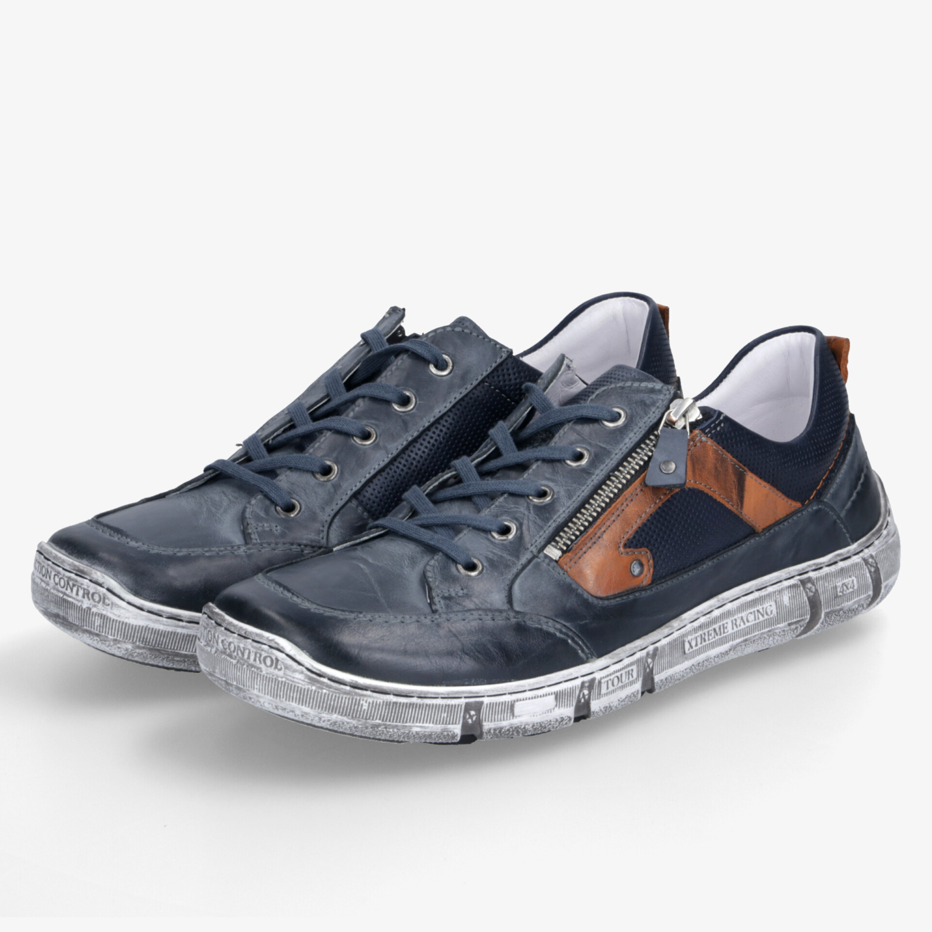 Schwarze Freizeitschuhe mit Reißverschluss, robust und bequem, flexible Sohle, modisches Design, Paaransicht