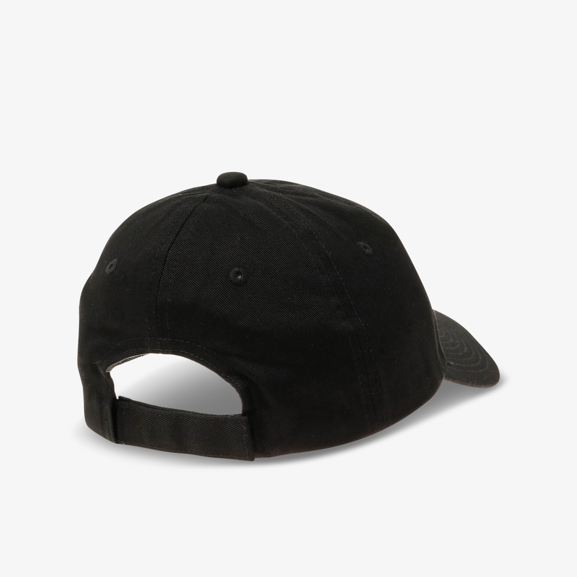 Klassische schwarze Basecap mit verstellbarem Verschluss, für optimalen Komfort und stilvolles Aussehen.