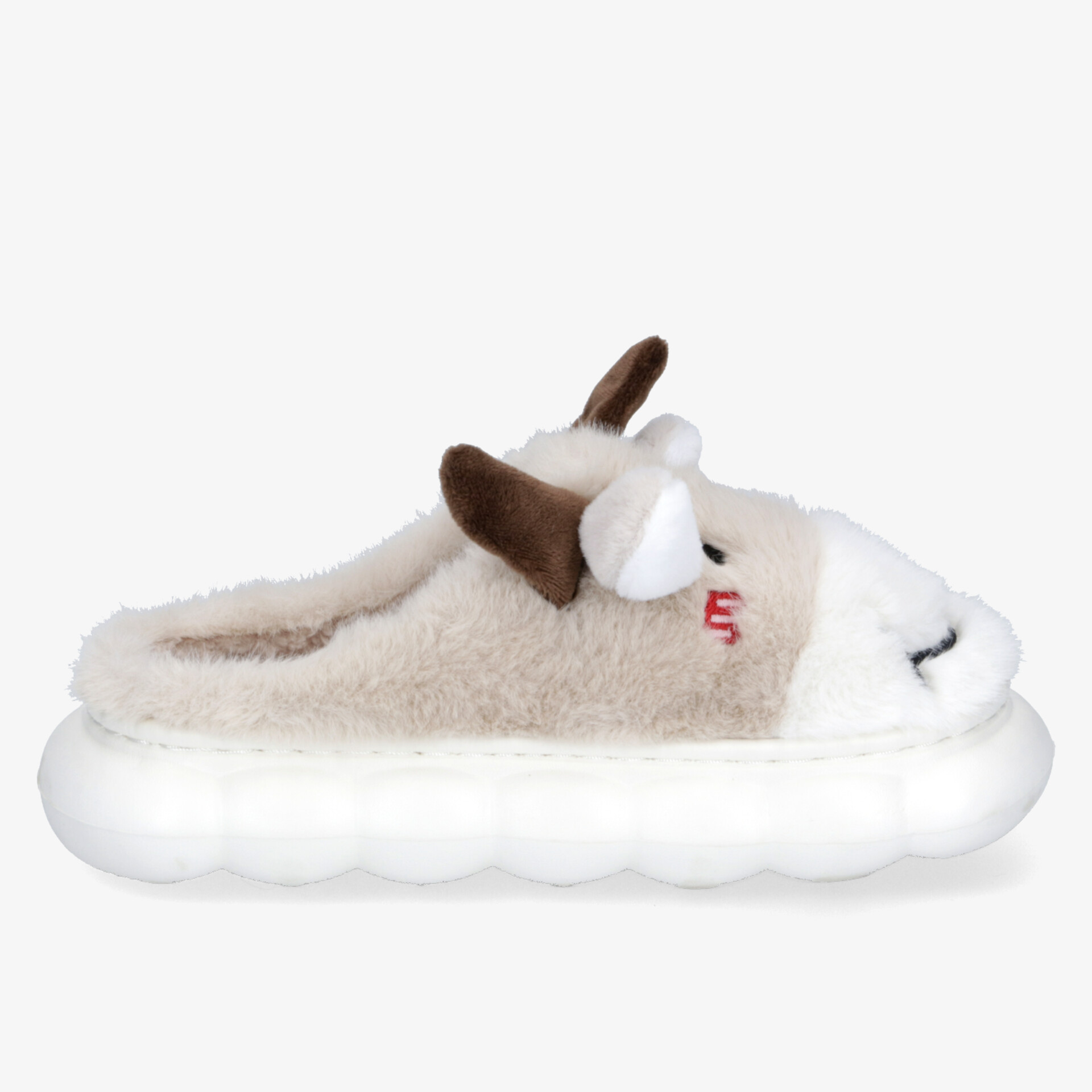 Weicher Plüschhausschuh mit tierischem Design und gemütlicher Sohle für maximalen Komfort.