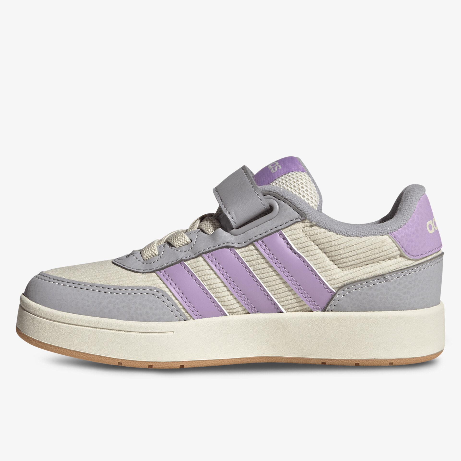 Moderner Sportschuh in Hellgrau und Lila mit rutschfester Sohle und bequemem Klettverschluss