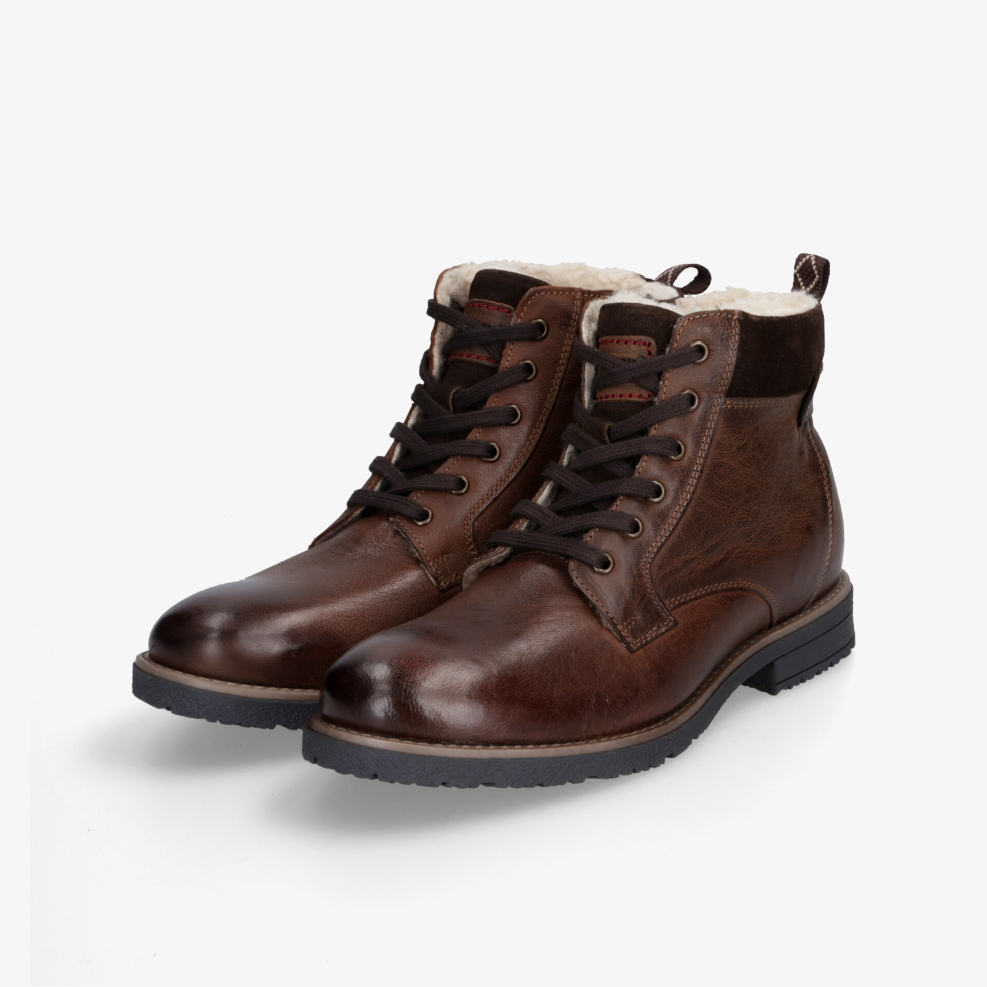 Robuste braune Lederstiefeletten mit Schnürung, komfortabel und langlebig für vielseitigen Einsatz