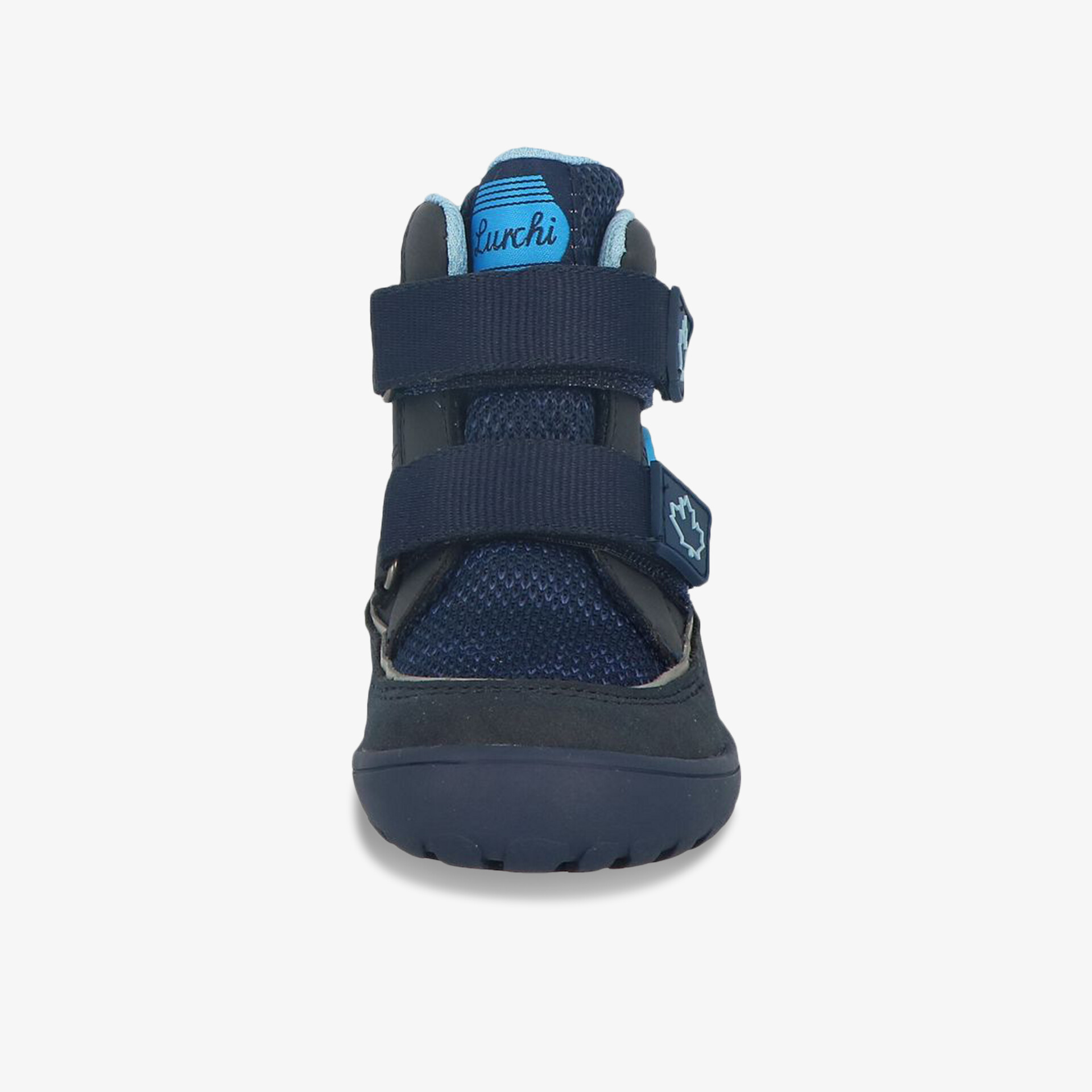 Robuster blauer Sportschuh mit atmungsaktivem Mesh und verstellbaren Klettverschlüssen, rutschfester Sohle