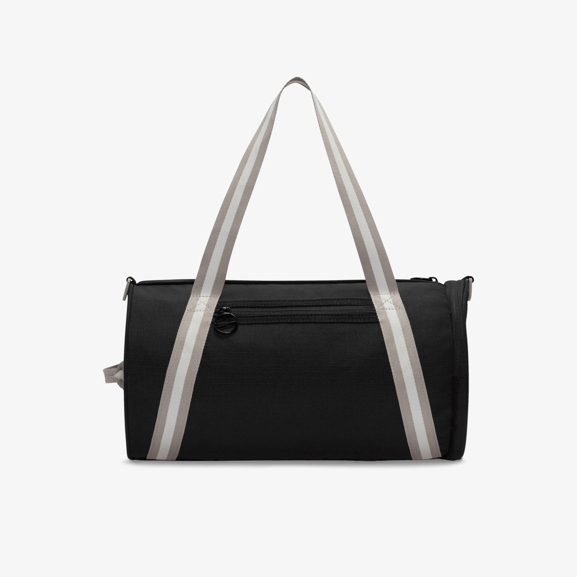 Robuste schwarze Sporttasche mit praktischen hellen Trägern, geräumigem Hauptfach und hochwertigem Reißverschluss