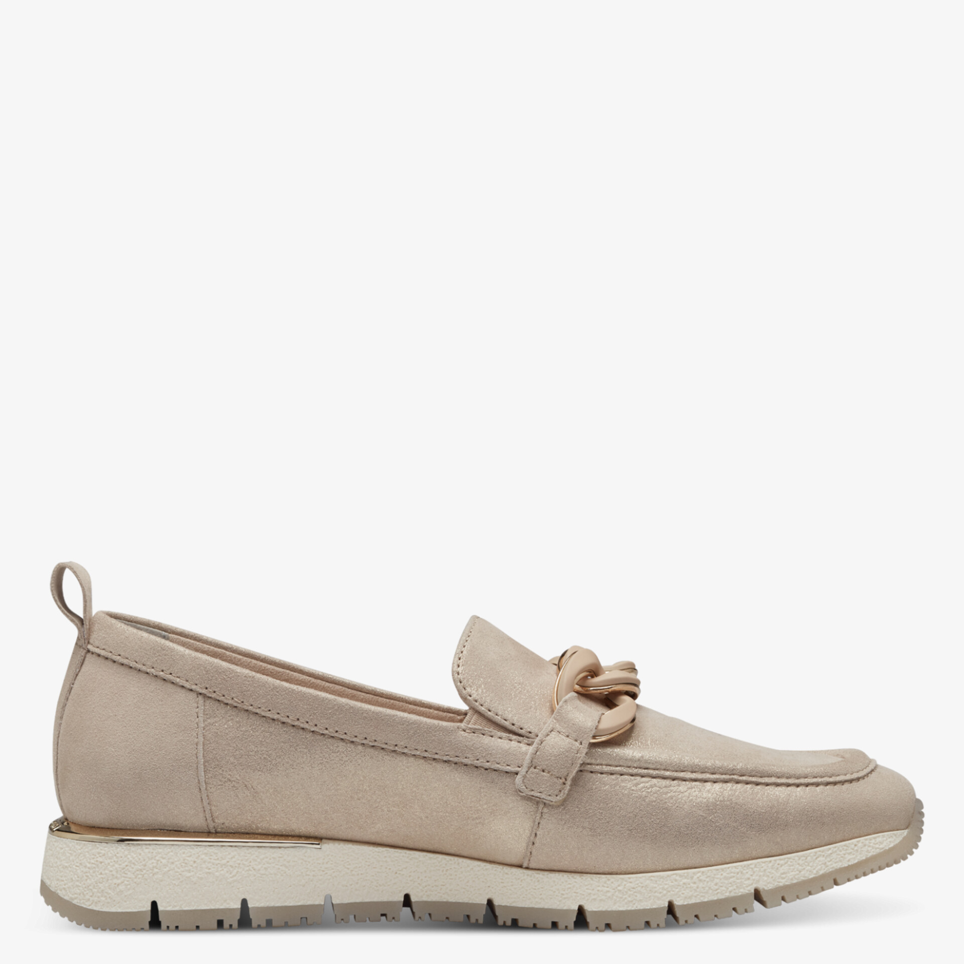 Beiger Loafer mit weichem Obermaterial und rutschfester, flexibler Sohle für angenehmen Tragekomfort