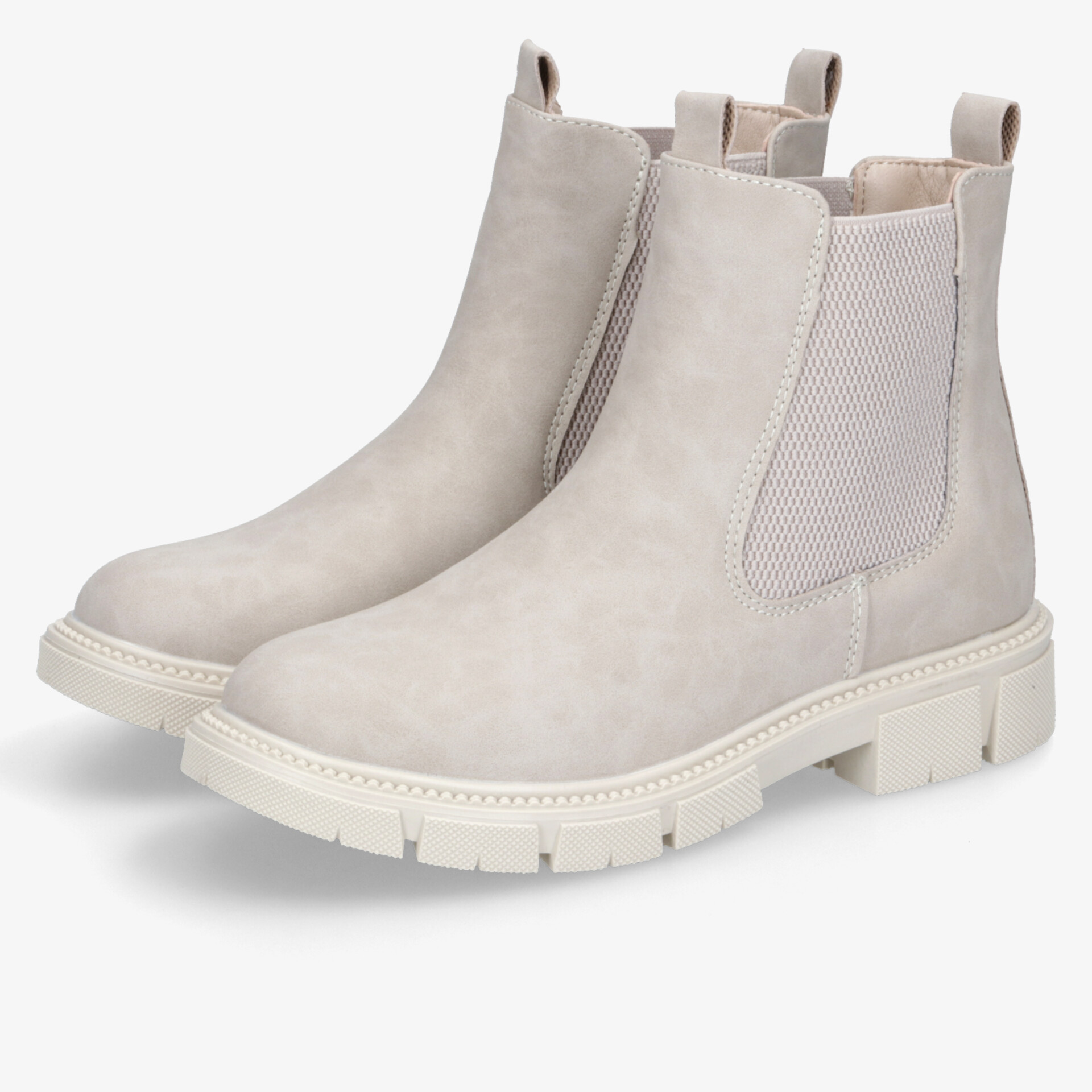 Beige Chelsea Boots mit elastischen Einsätzen und rutschfester Sohle, leicht und komfortabel im Alltag tragbar