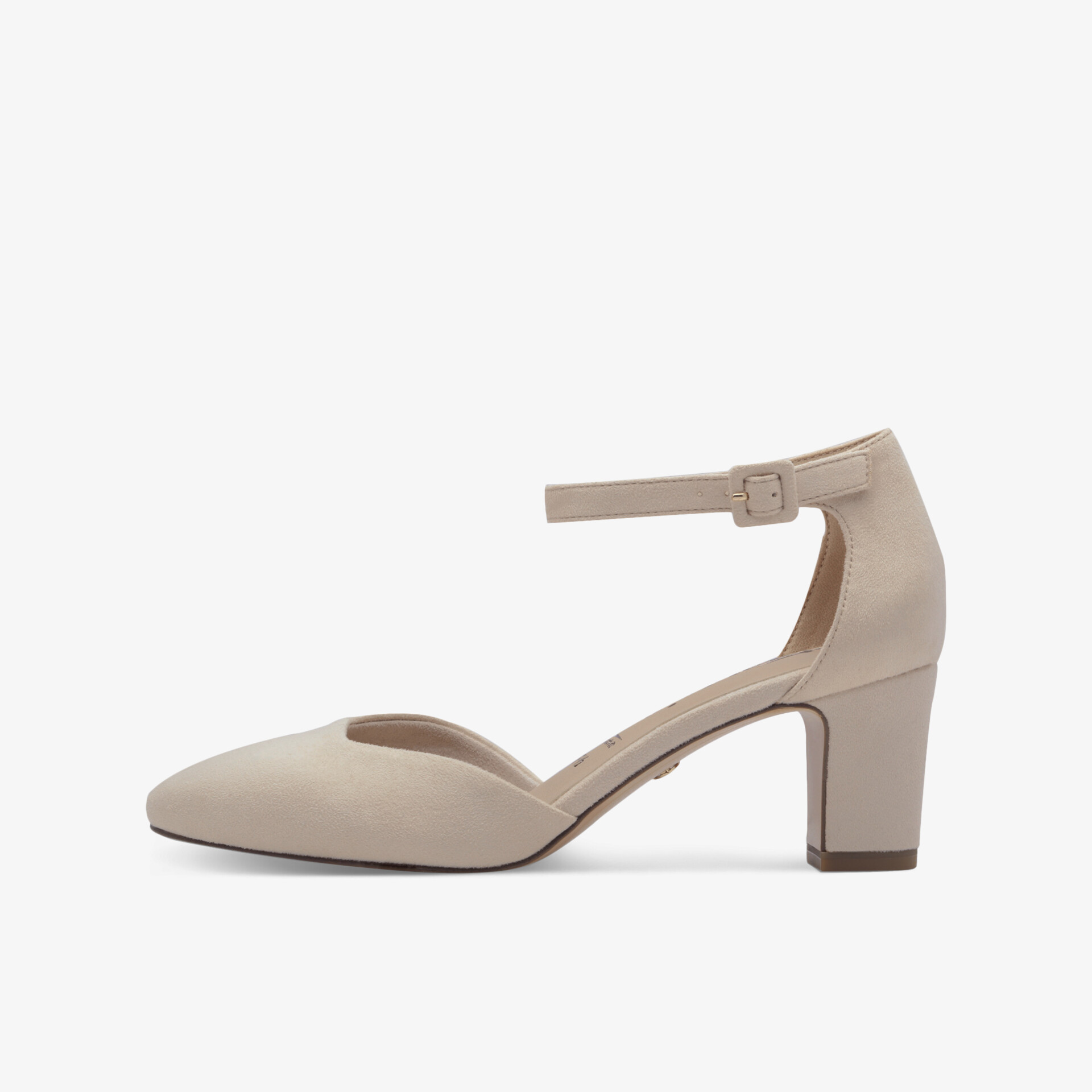 Beiger Pumps mit mittelhohem Absatz und schnallenverschluss, elegantes Design für Komfort und stilvollen Auftritt