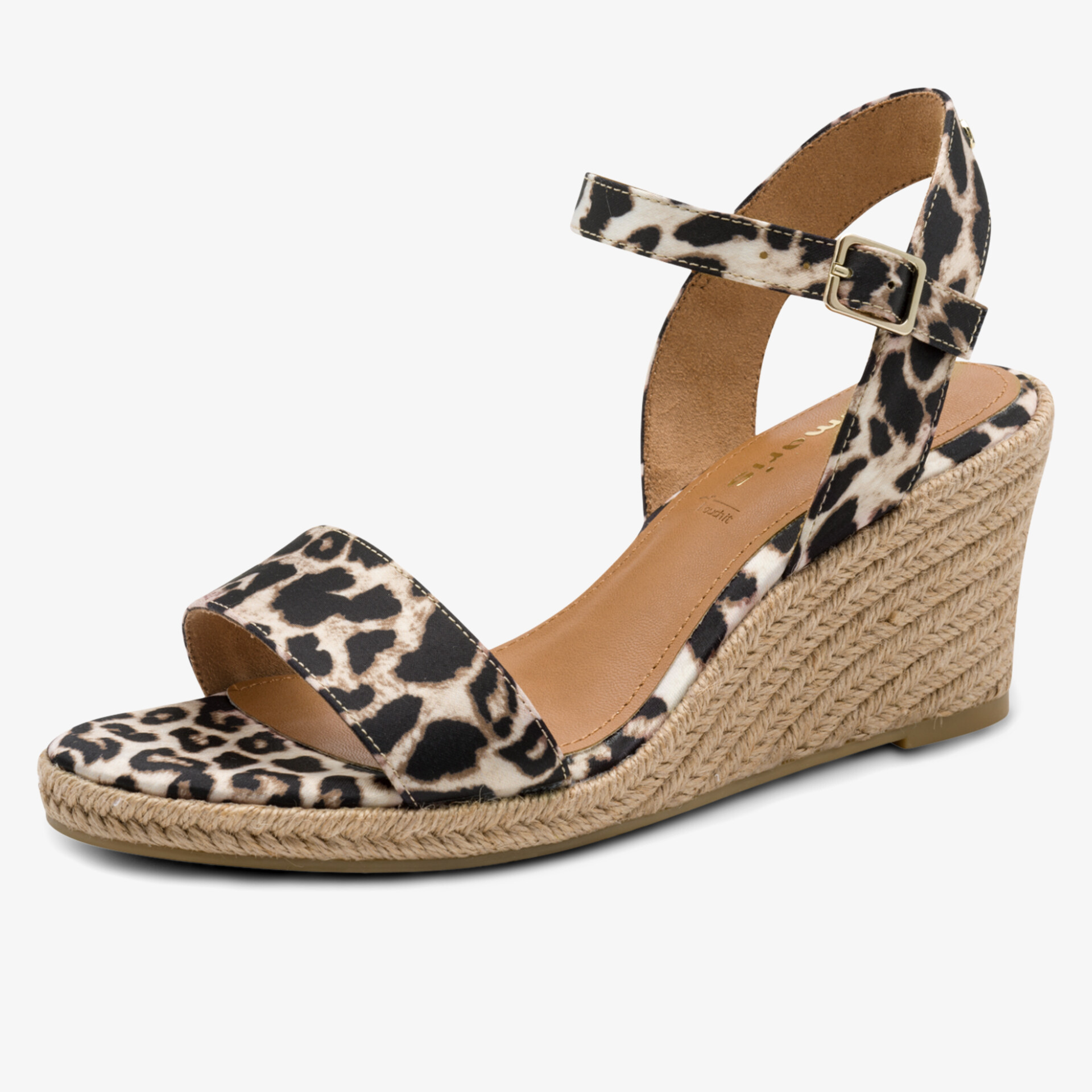 Elegante Keilsandale mit Leopardenmuster und Schnallenverschluss, perfekt für den Sommer