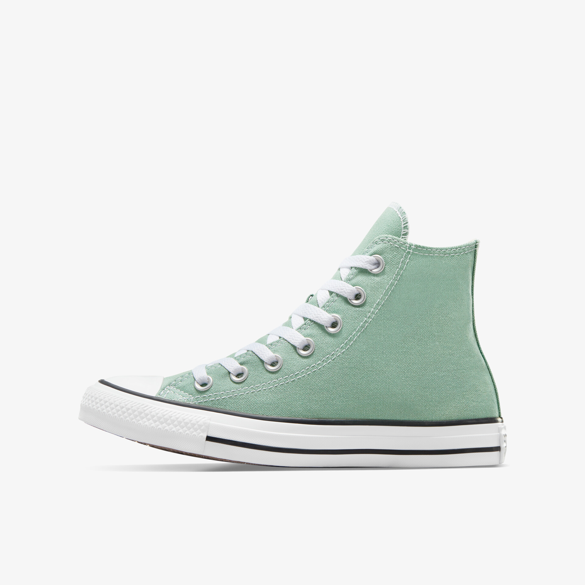 Mintfarbener High-Top Sneaker mit weißer Sohle und seitlicher Ansicht, sportlich und bequem