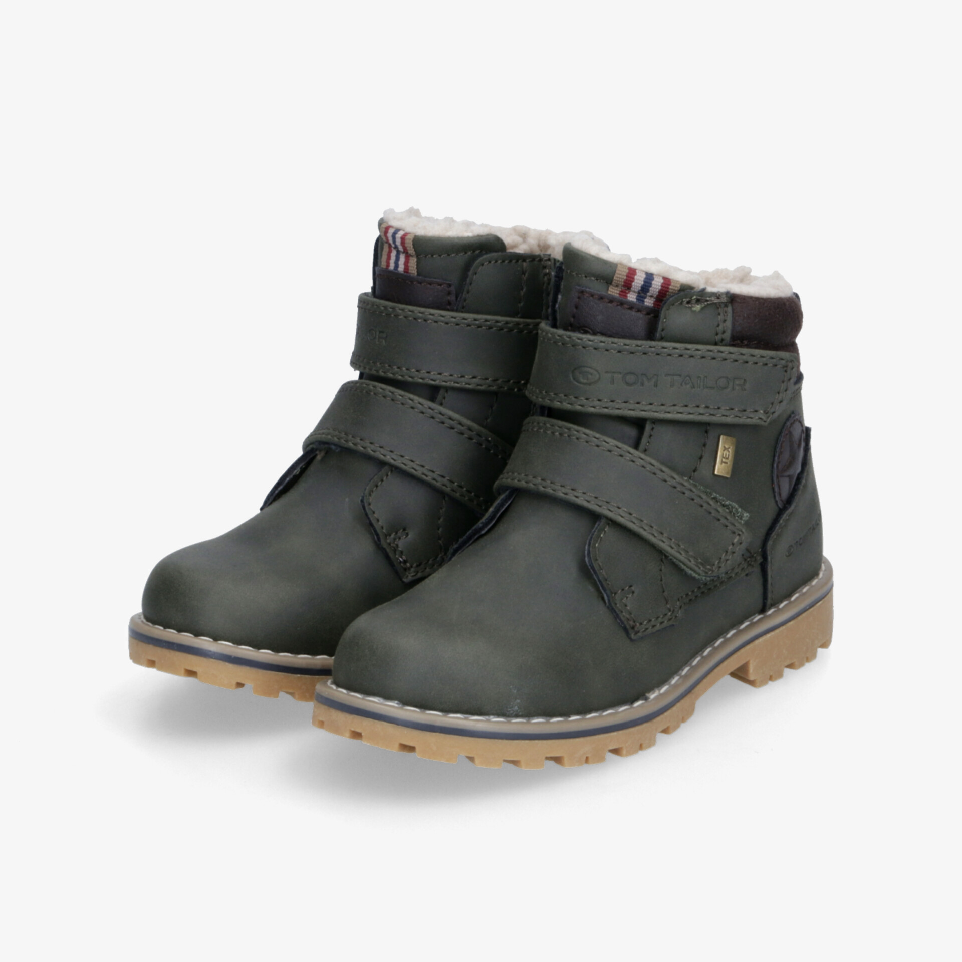 Robuste schwarze Winterstiefel mit warmem Innenfutter, verstellbaren Klettverschlüssen und rutschfester Sohle, Paaransicht