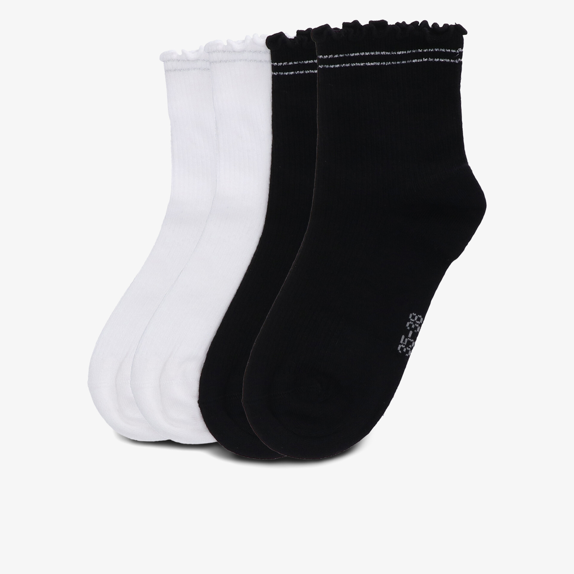 Bequeme schwarze und weiße Socken mit elastischem Bund für optimalen Tragekomfort und Halt