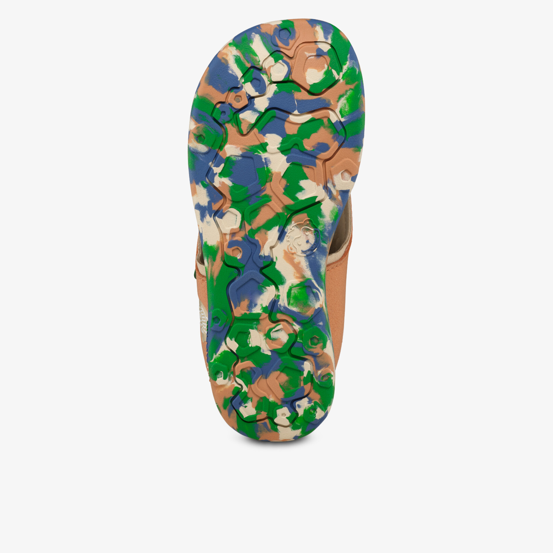 Bunte, rutschfeste Sandalensohle für optimalen Halt und Komfort.