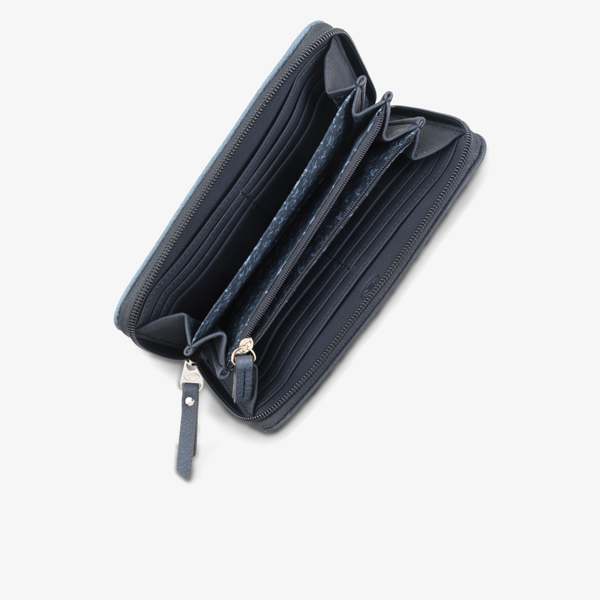 Offene, geräumige Geldbörse mit Reißverschluss für vielseitige Nutzung und einfache Handhabung