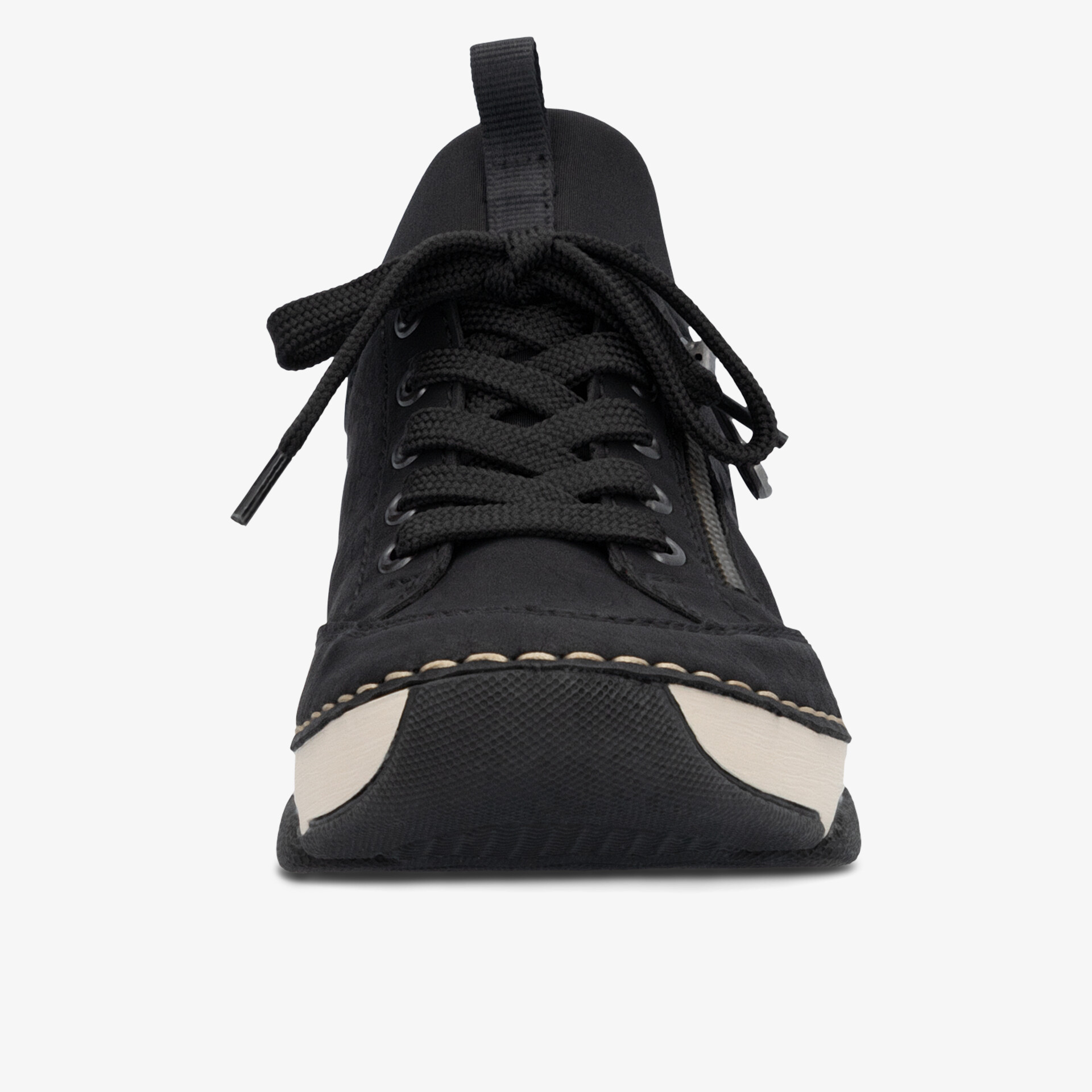 Moderner schwarzer Schnürschuh mit robustem Design und rutschfester Sohle