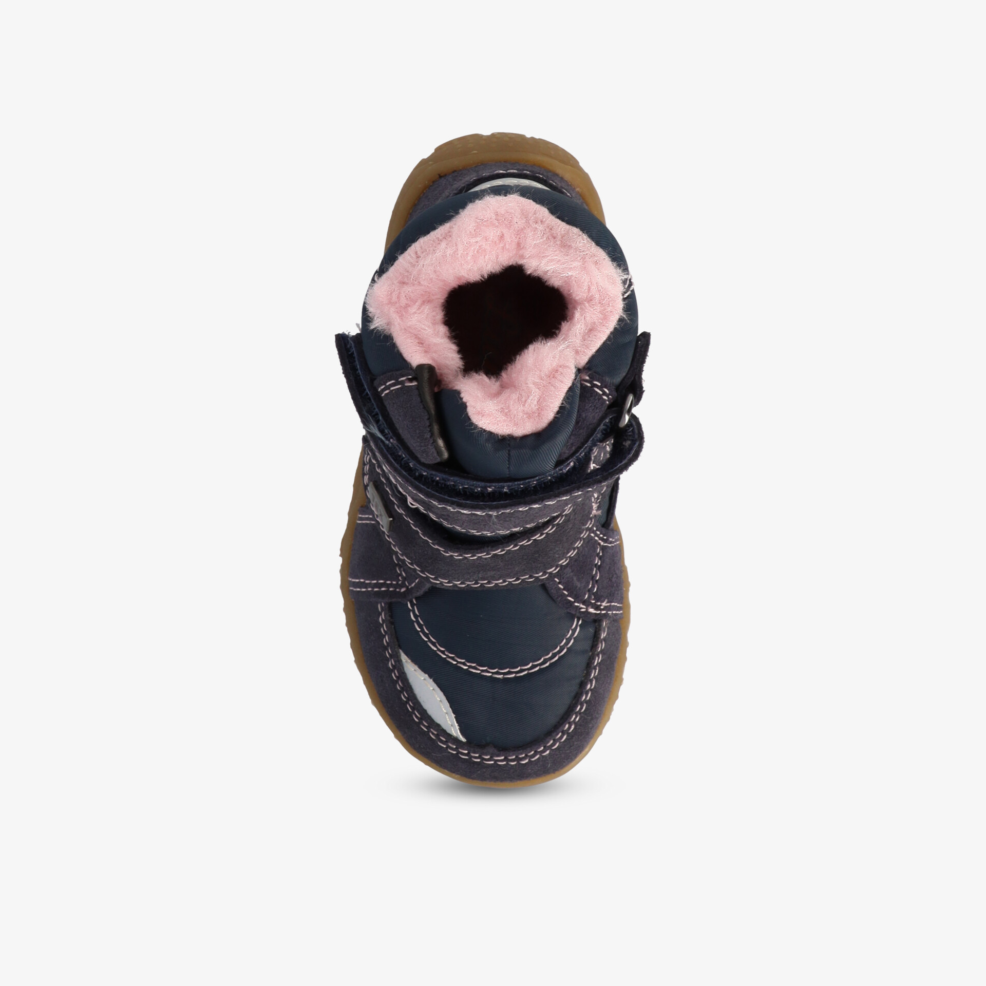 Kinderstiefel mit flauschigem Innenfutter, gepolsterter Sohle und Klettverschluss für optimalen Komfort.