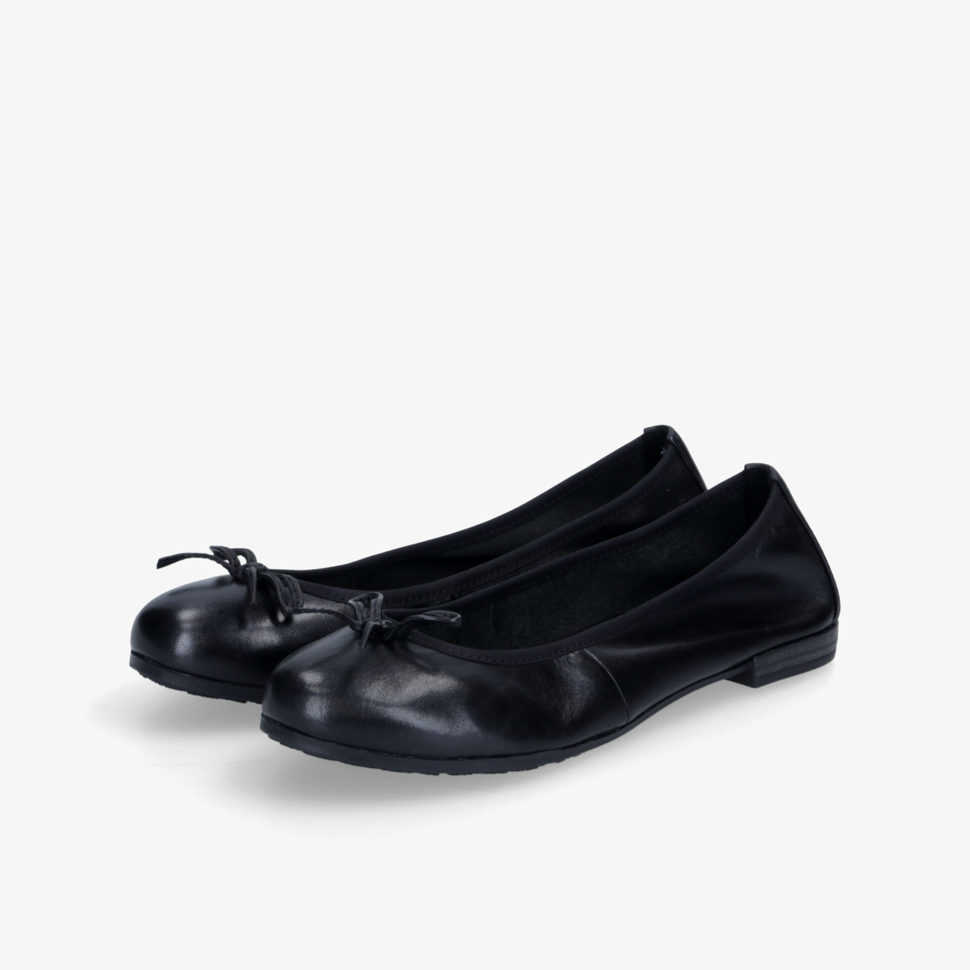 Elegante schwarze Ballerinas mit Schleifendetail und bequemem Sitz. Vielseitige Passform für jeden Anlass.