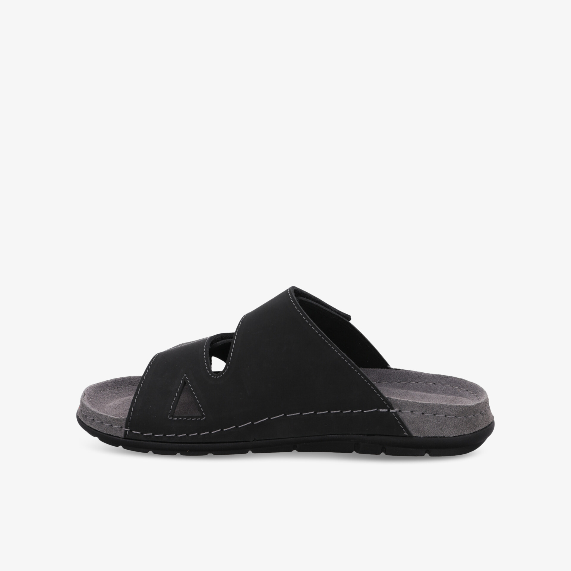 Bequeme schwarze Sandalen mit ergonomischem Design und strapazierfähiger Sohle für maximalen Tragekomfort.