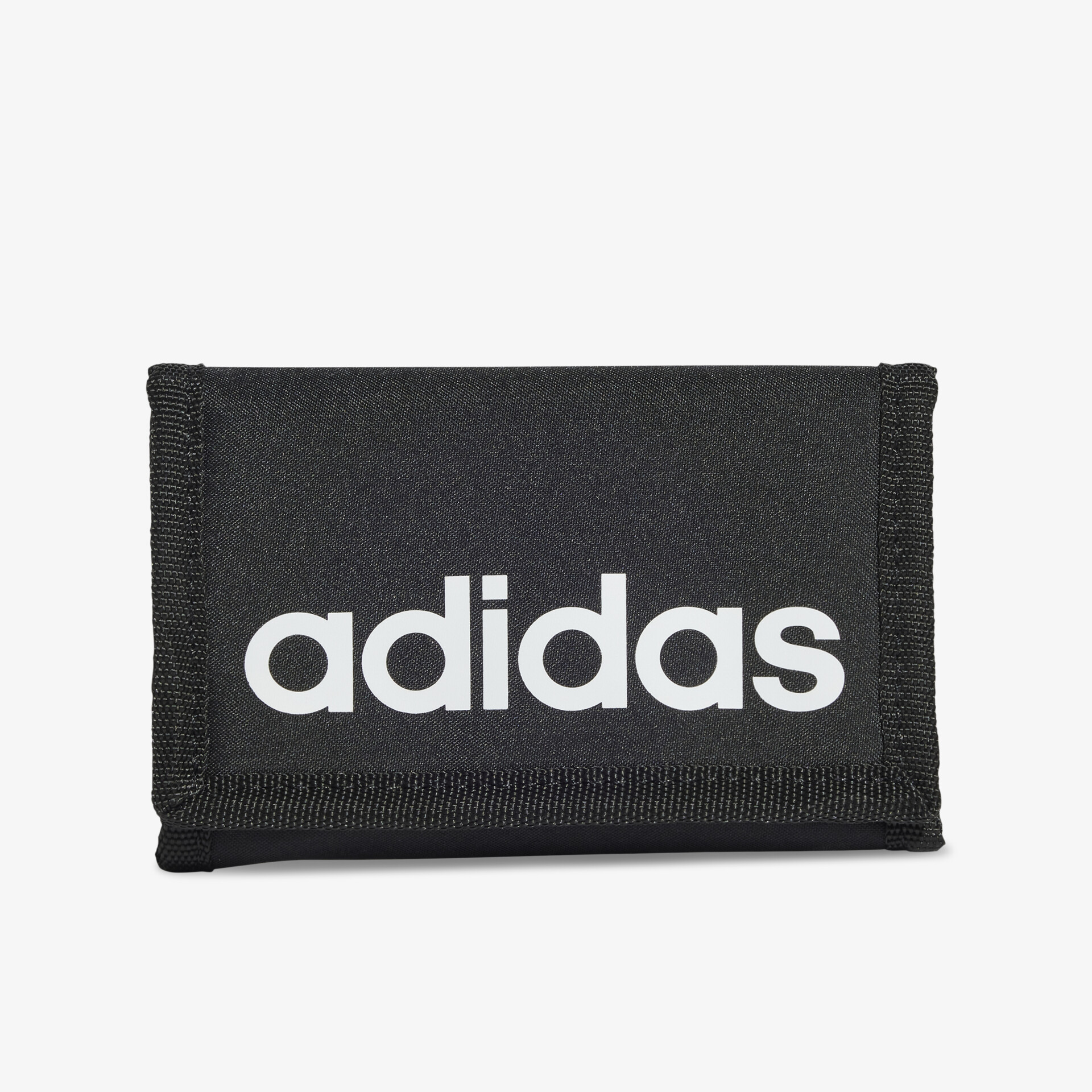 Schwarzes adidas Portemonnaie mit weißem Markenlogo, kompaktes und robustes Design, praktischer Geldbeutel