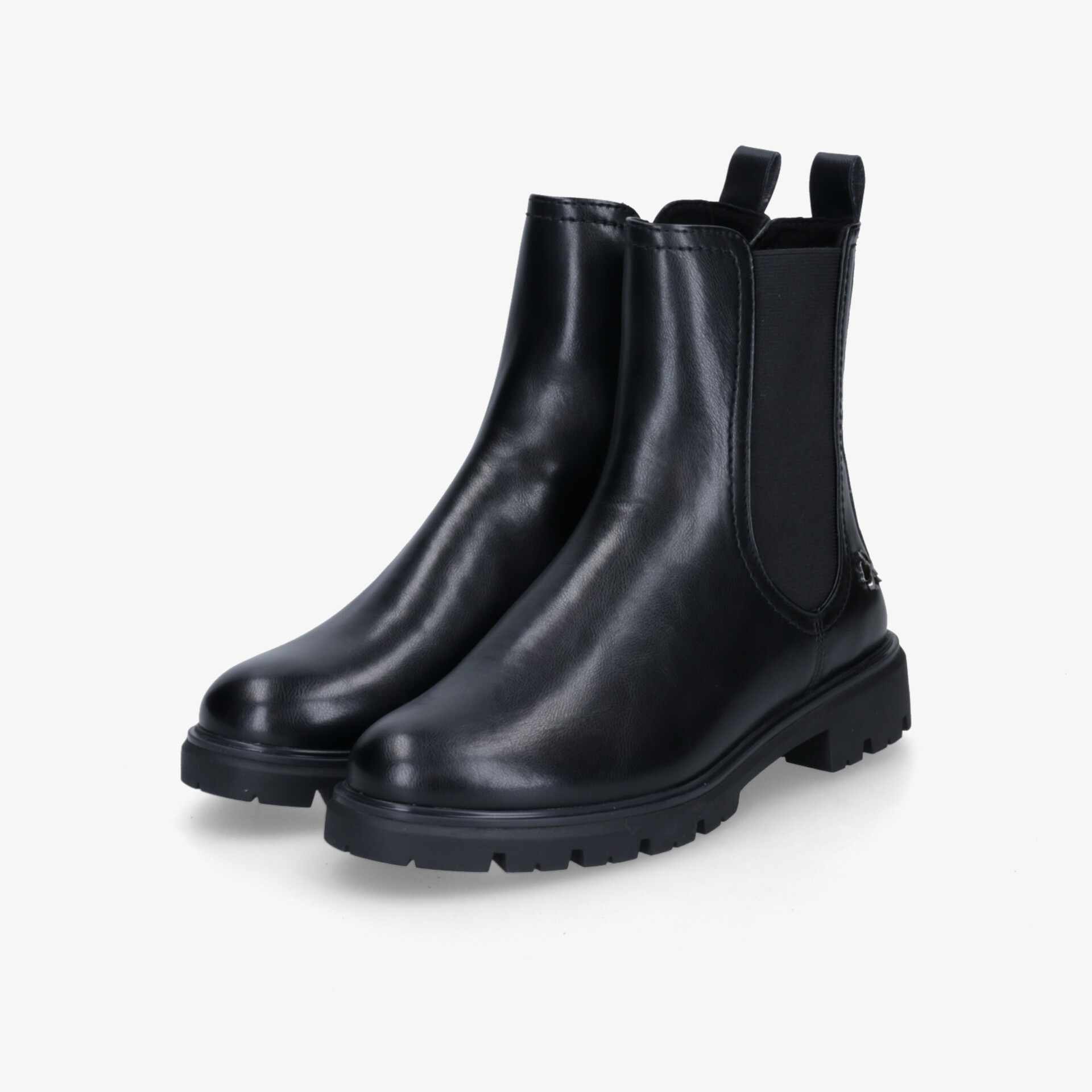 Schwarze Chelsea Boots aus glattem Leder mit elastischen Einsätzen und robuster Sohle, modisch und bequem