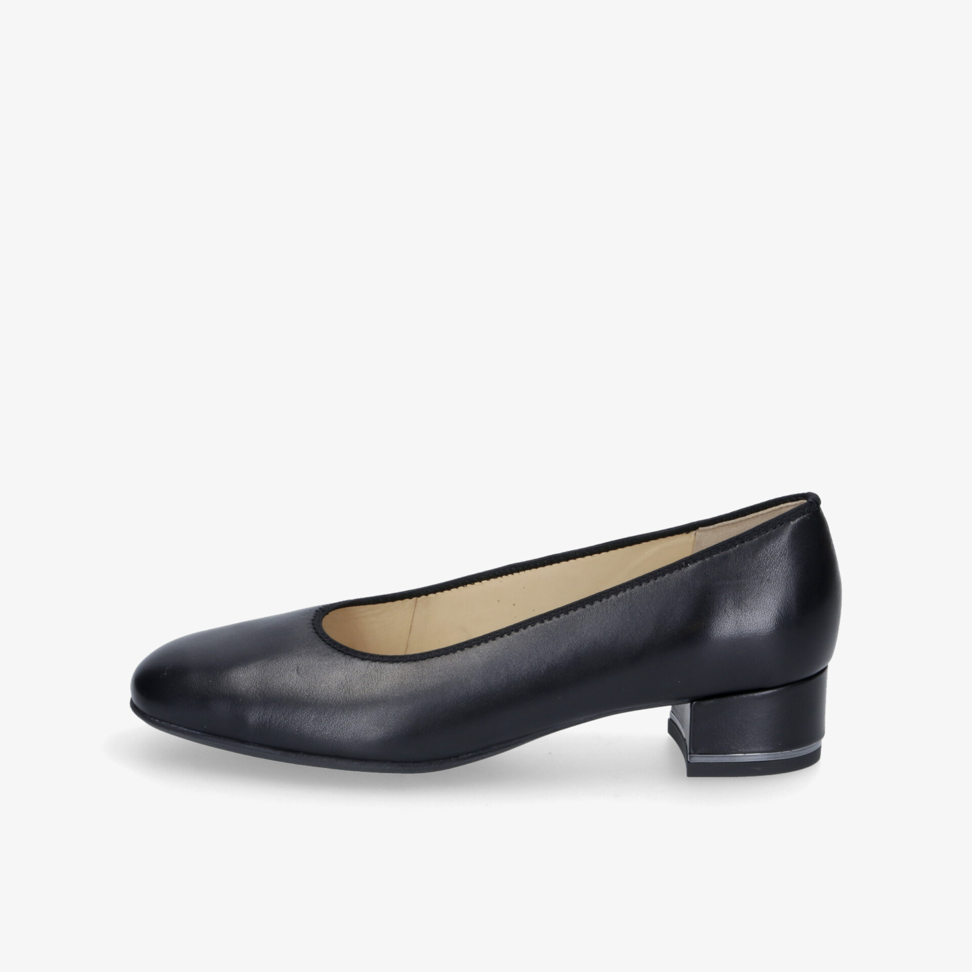 Elegante schwarze Lederpumps mit Blockabsatz für vielseitige Trageanlässe.