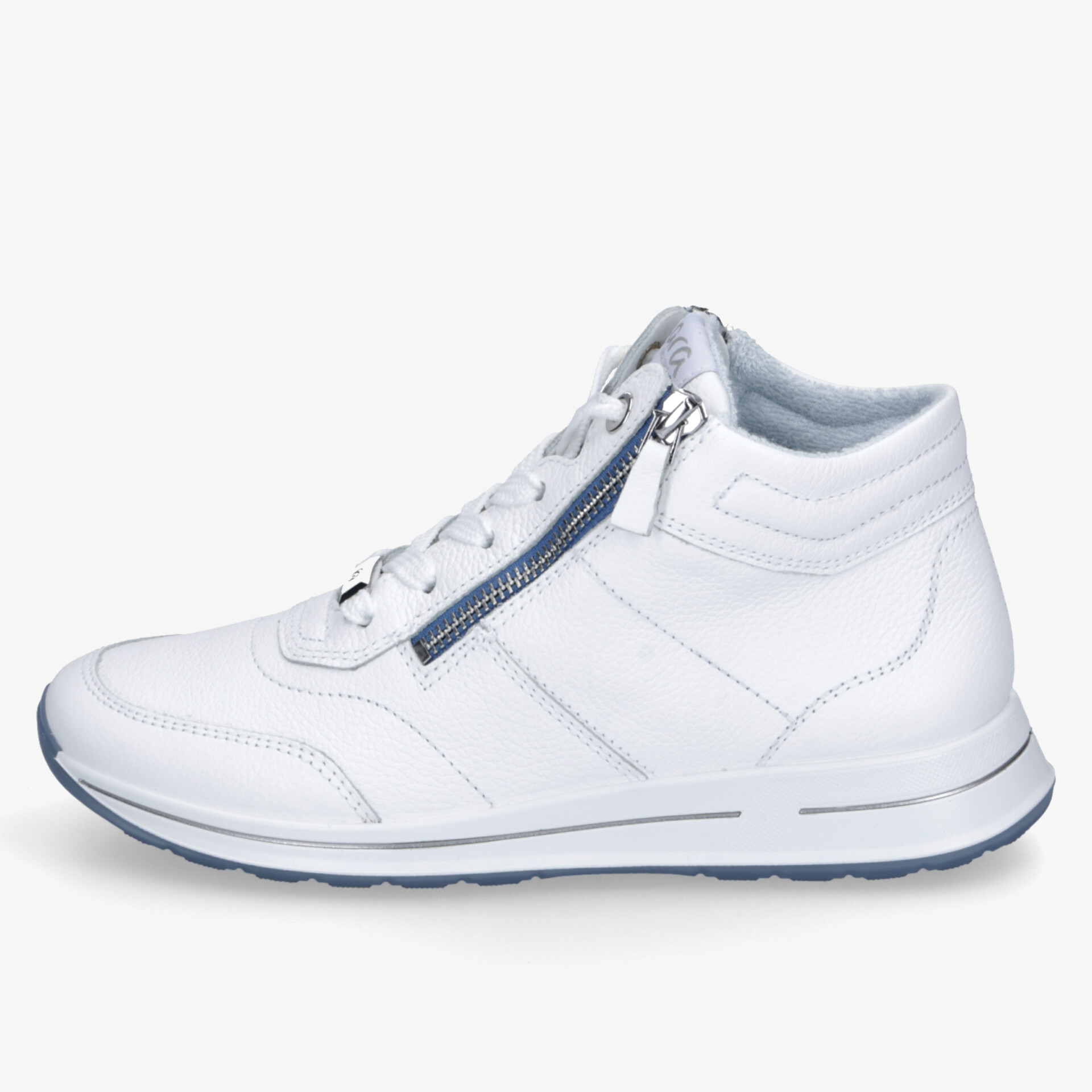 Moderner weißer Sneaker mit Reißverschluss und sportlichem Design für optimalen Komfort und Stil.
