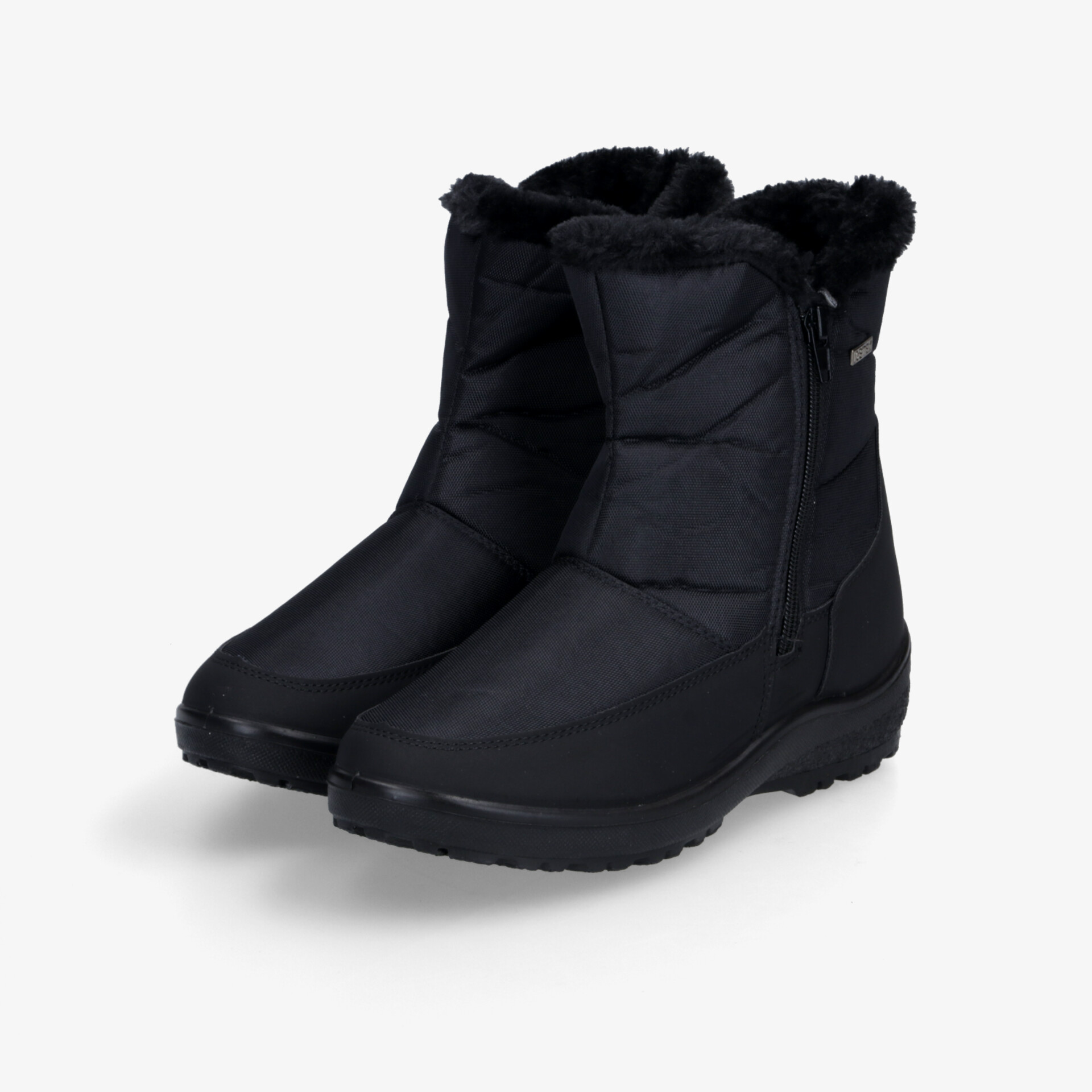 Schwarze Winterstiefel warm gefüttert mit wasserabweisendem Material und rutschfester Sohle