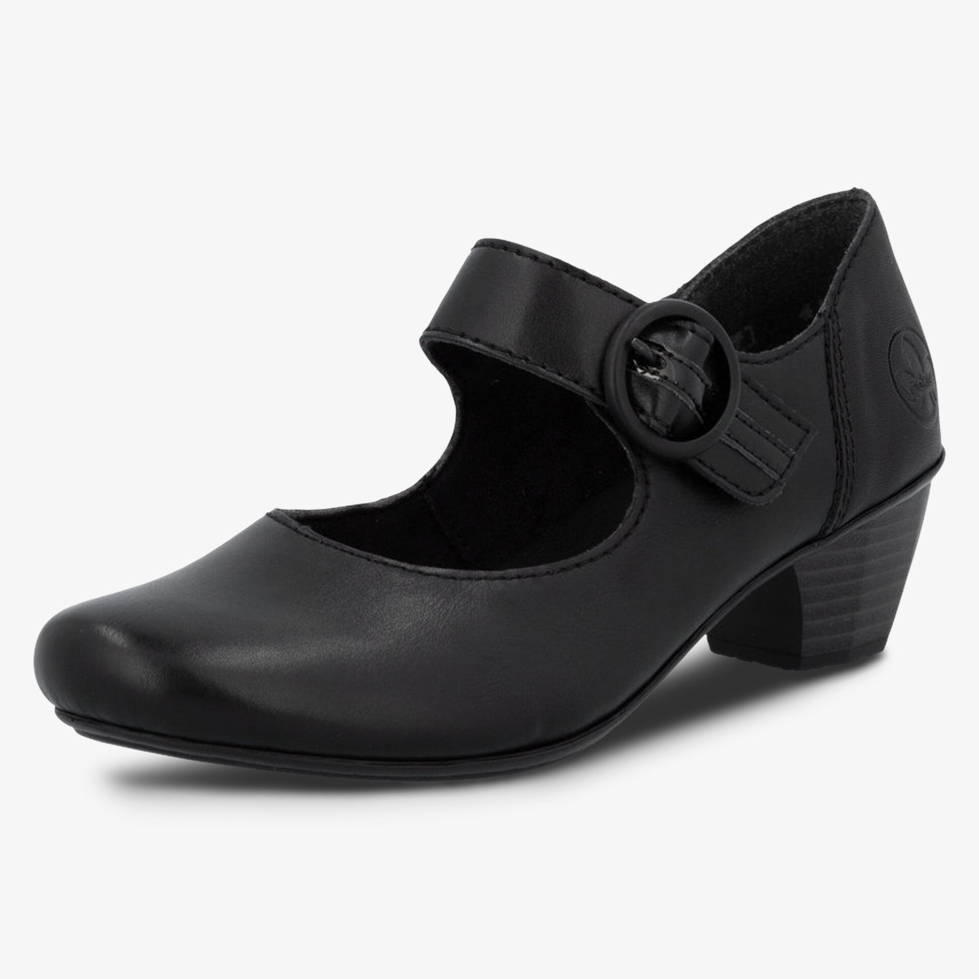 Eleganter schwarzer Schuh mit bequemem Verschluss und mittelhohem Absatz, ideal für vielseitige Anlässe