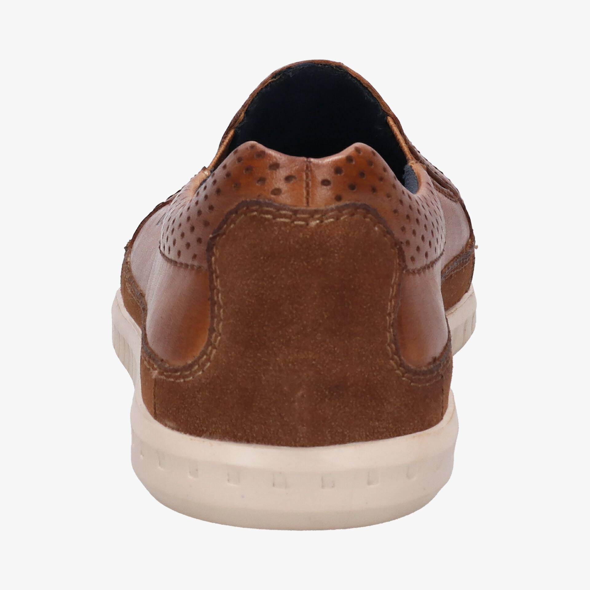 Brauner Sneaker Rückansicht mit weichem Obermaterial und bequemer, flexibler, strapazierfähiger Laufsohle