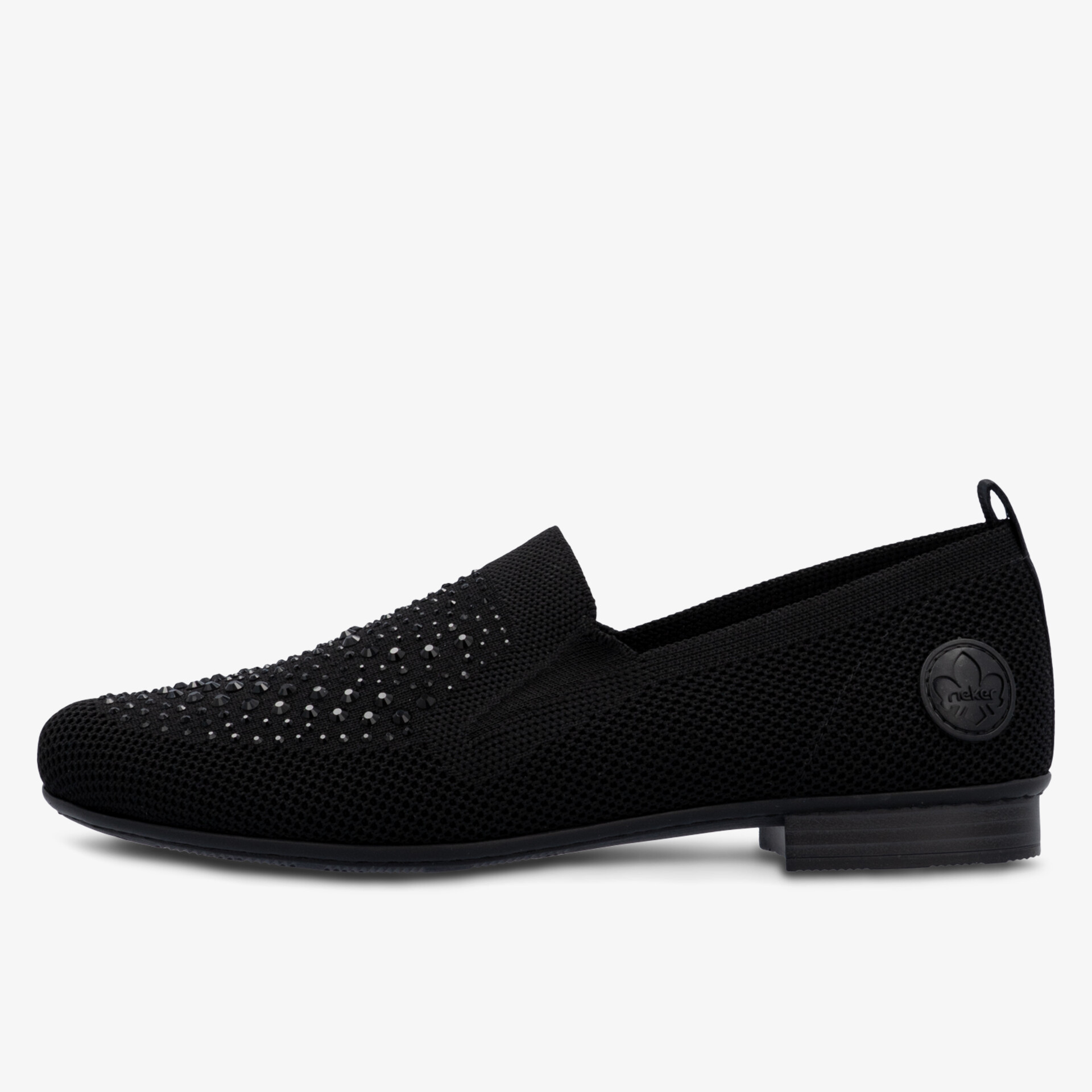 Eleganter schwarzer Slipper mit atmungsaktivem Material und komfortabler, flexibler Sohle