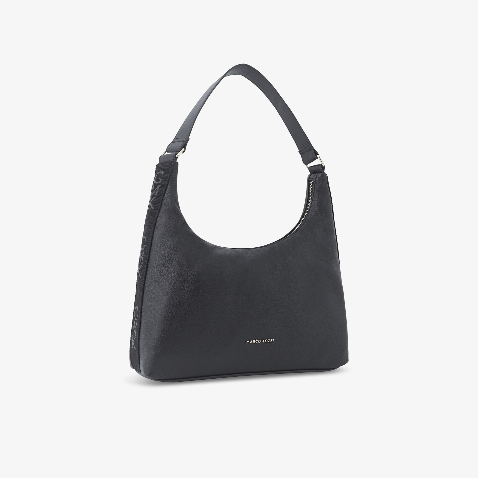 Schwarze elegante Schultertasche mit schlichtem Design, kompakt und vielseitig, ideal für Alltag und Büro