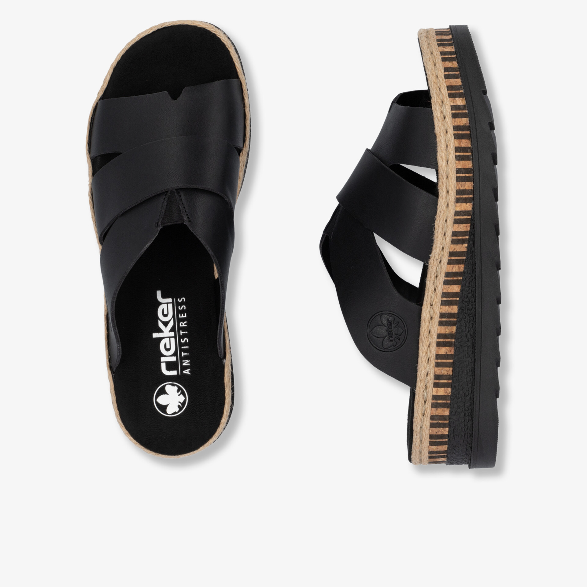 Schwarze Sandale mit komfortabler Passform und robuster, rutschfester Sohle für vielseitigen Einsatz