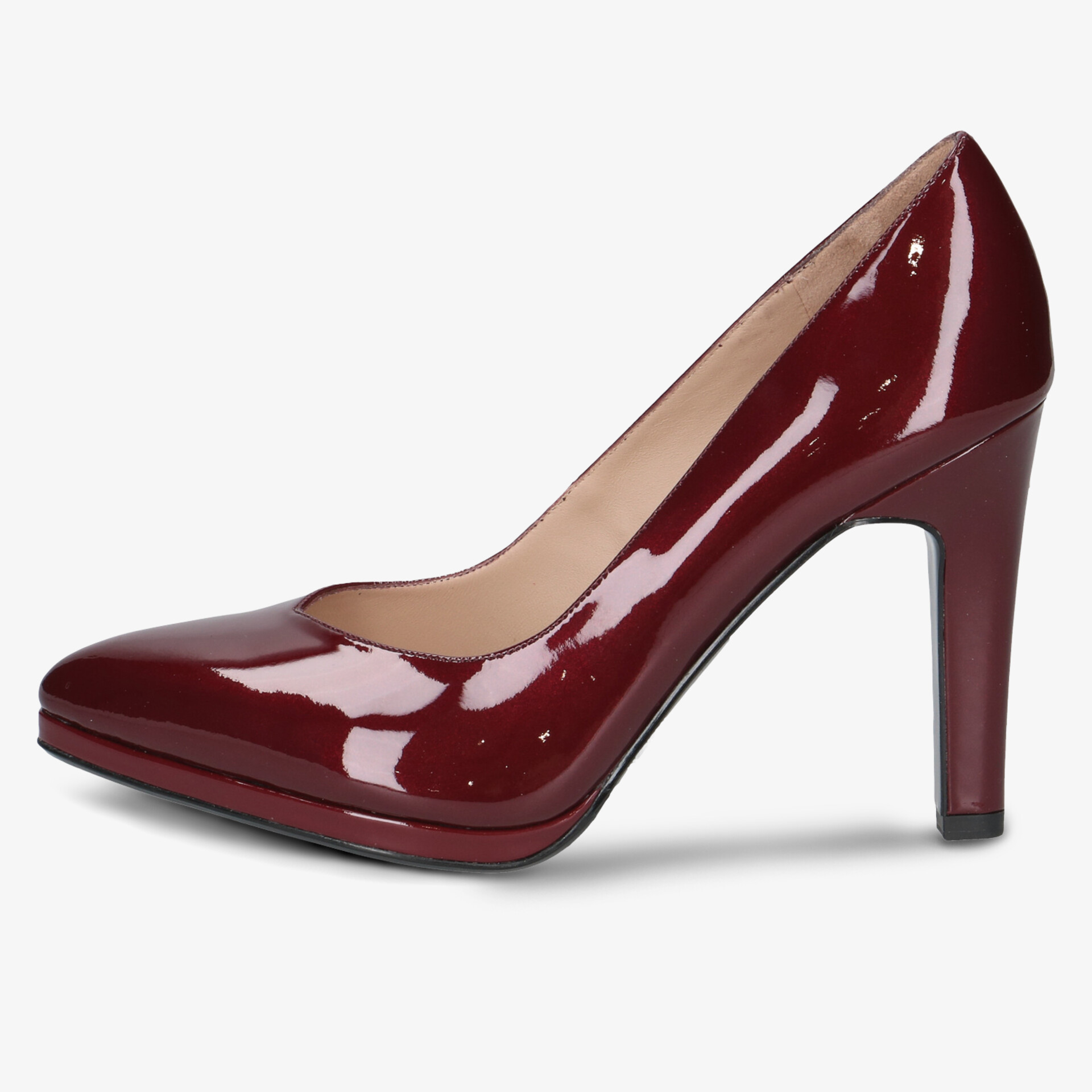 Eleganter Pumps mit glänzender Oberfläche und hohem Absatz, klassisch und komfortabel
