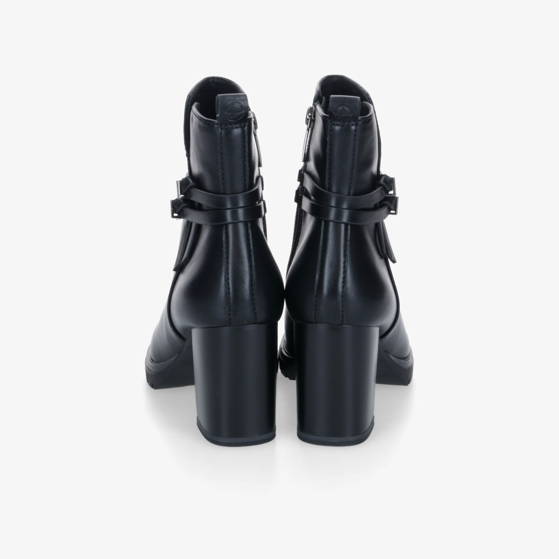 Elegante schwarze Stiefeletten mit robustem Absatz und praktischem Reißverschluss, ideal für stilbewusste Träger