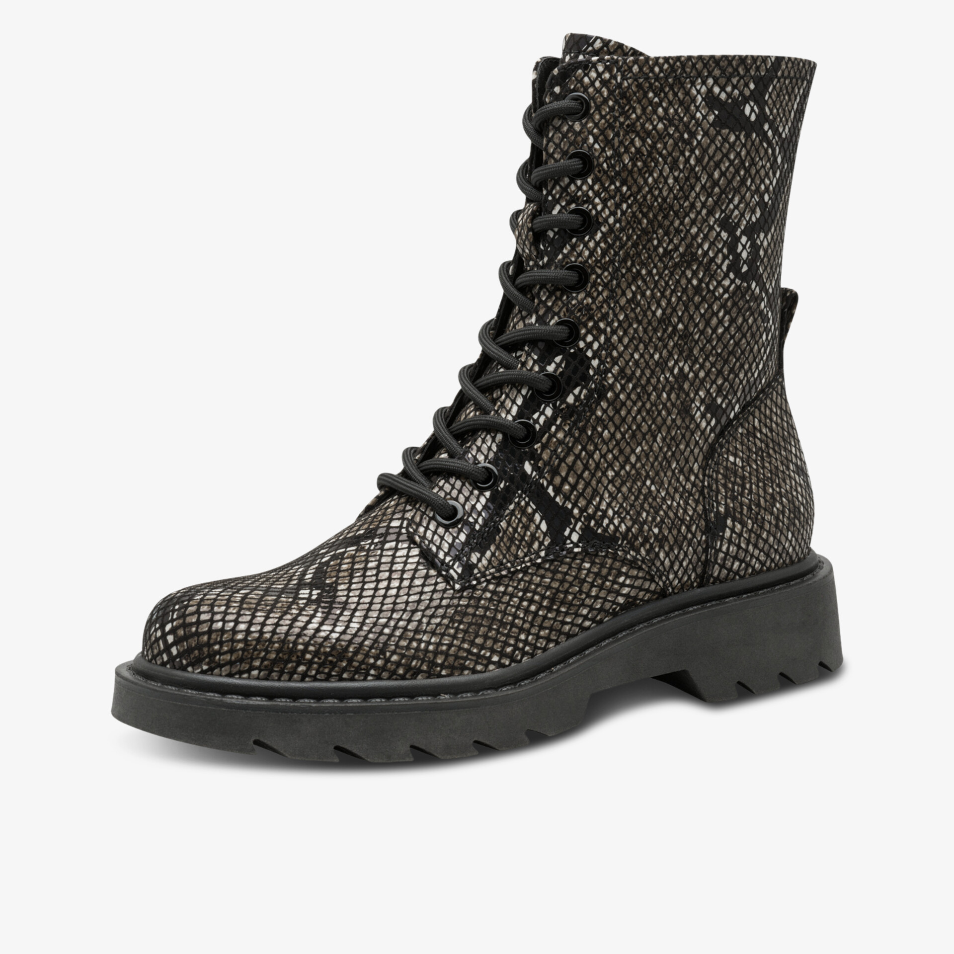 Robuster Schnürstiefel mit strukturierter Oberfläche und profilierter Sohle für hohen Tragekomfort