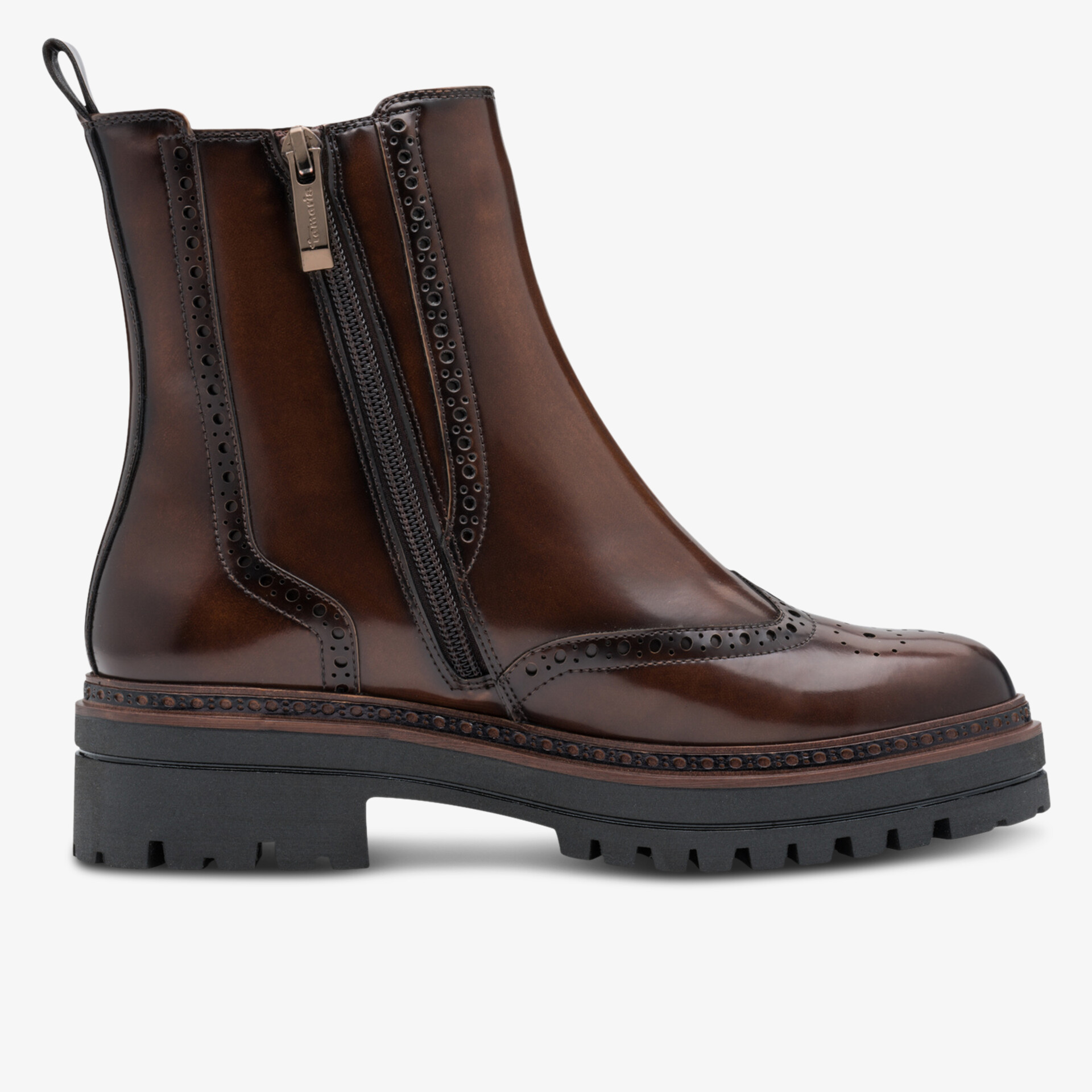 Eleganter brauner Chelsea Boot mit robustem Reißverschluss und profilierter rutschfester Sohle